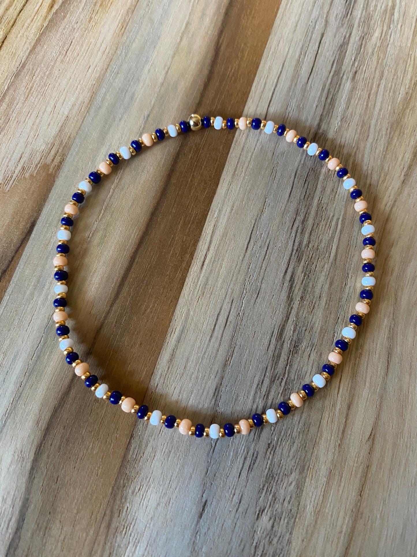 Dainty Stackable Seed Bead Ankle Bracelet Anklet Navy
