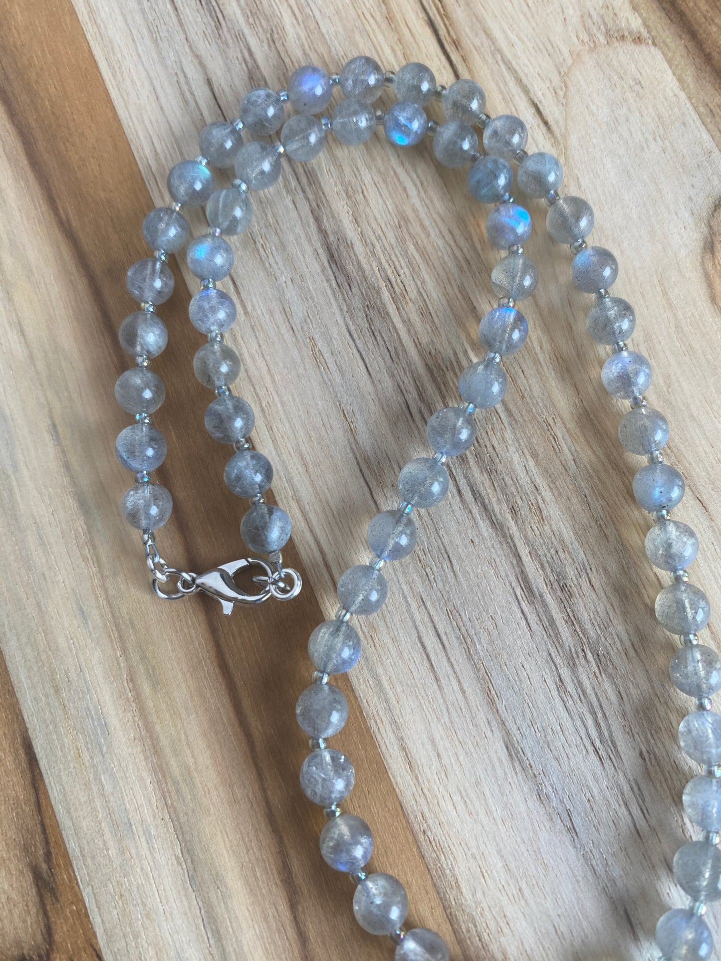 Labradorite Pendant Necklace with Labradorite Beads