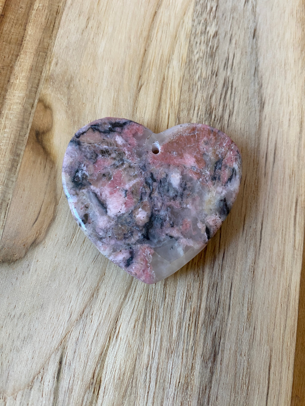 Rhodonite Heart Shaped Pendant Bead Pink Black
