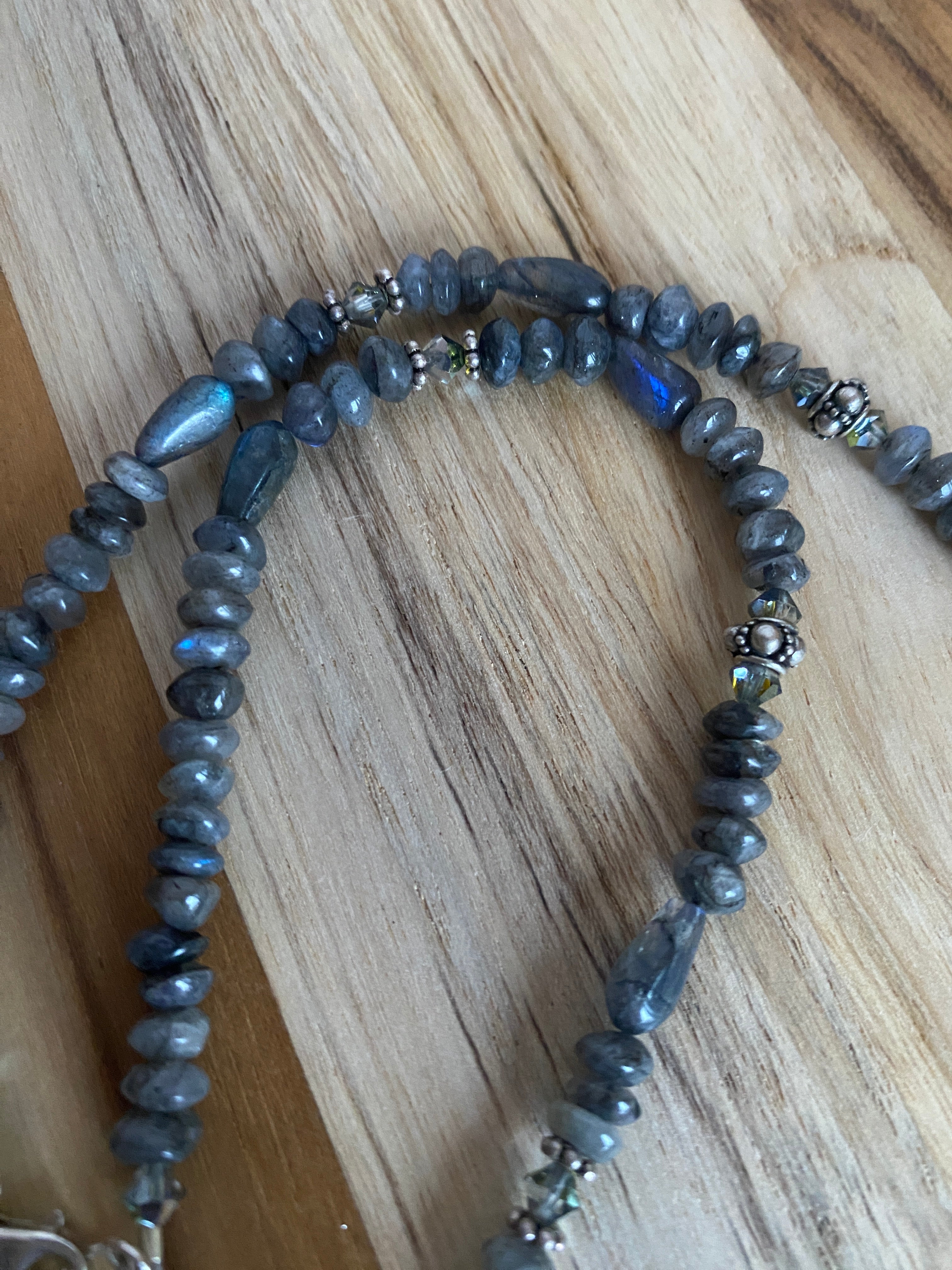 20" Long Moonstone & Labradorite Beaded Necklace - My Urban Gems