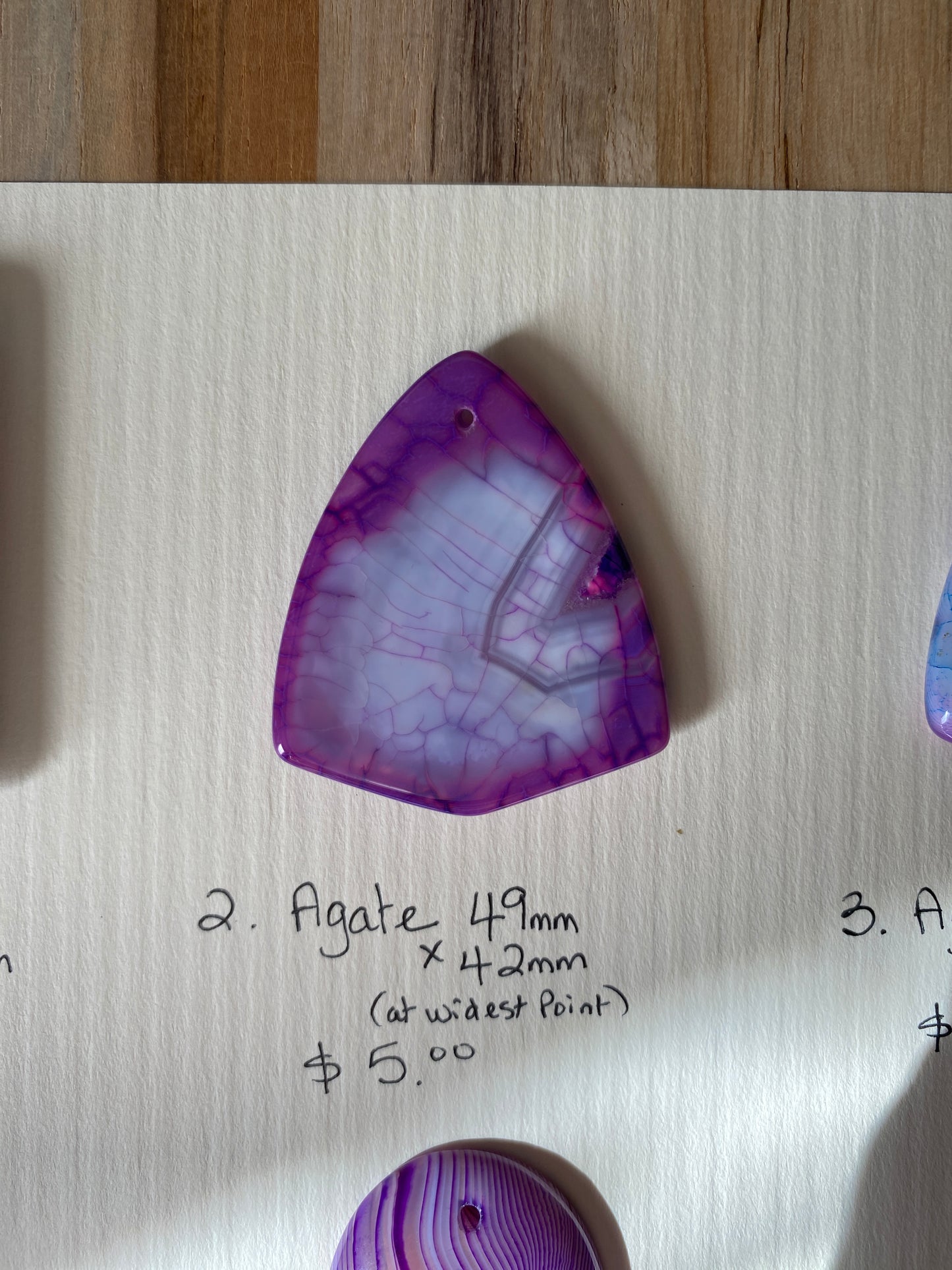 Triangle Agate Pendant Purple