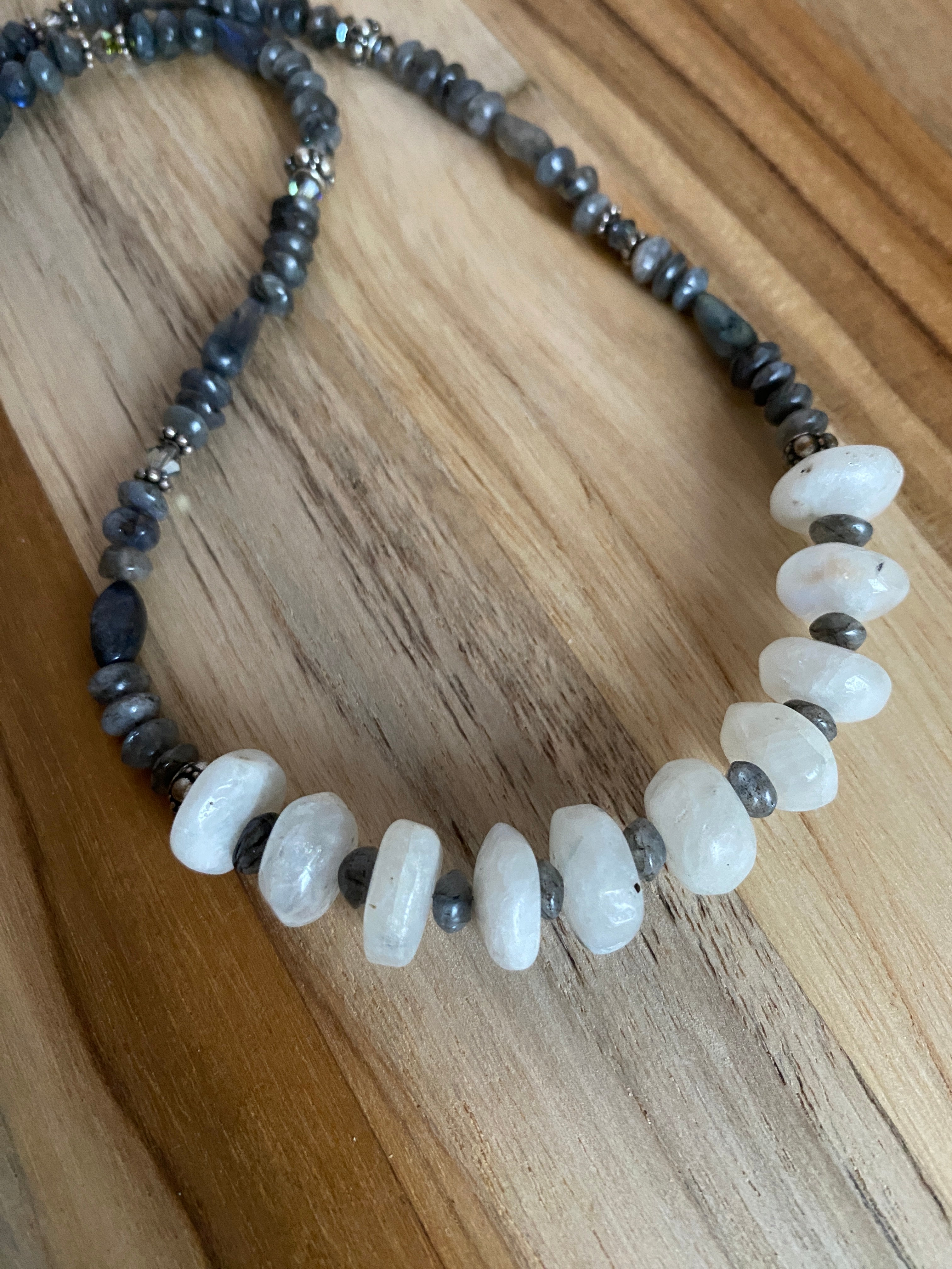 20" Long Moonstone & Labradorite Beaded Necklace - My Urban Gems