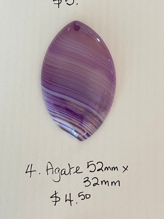 Marquis Shape Agate Pendant Purple Stripes