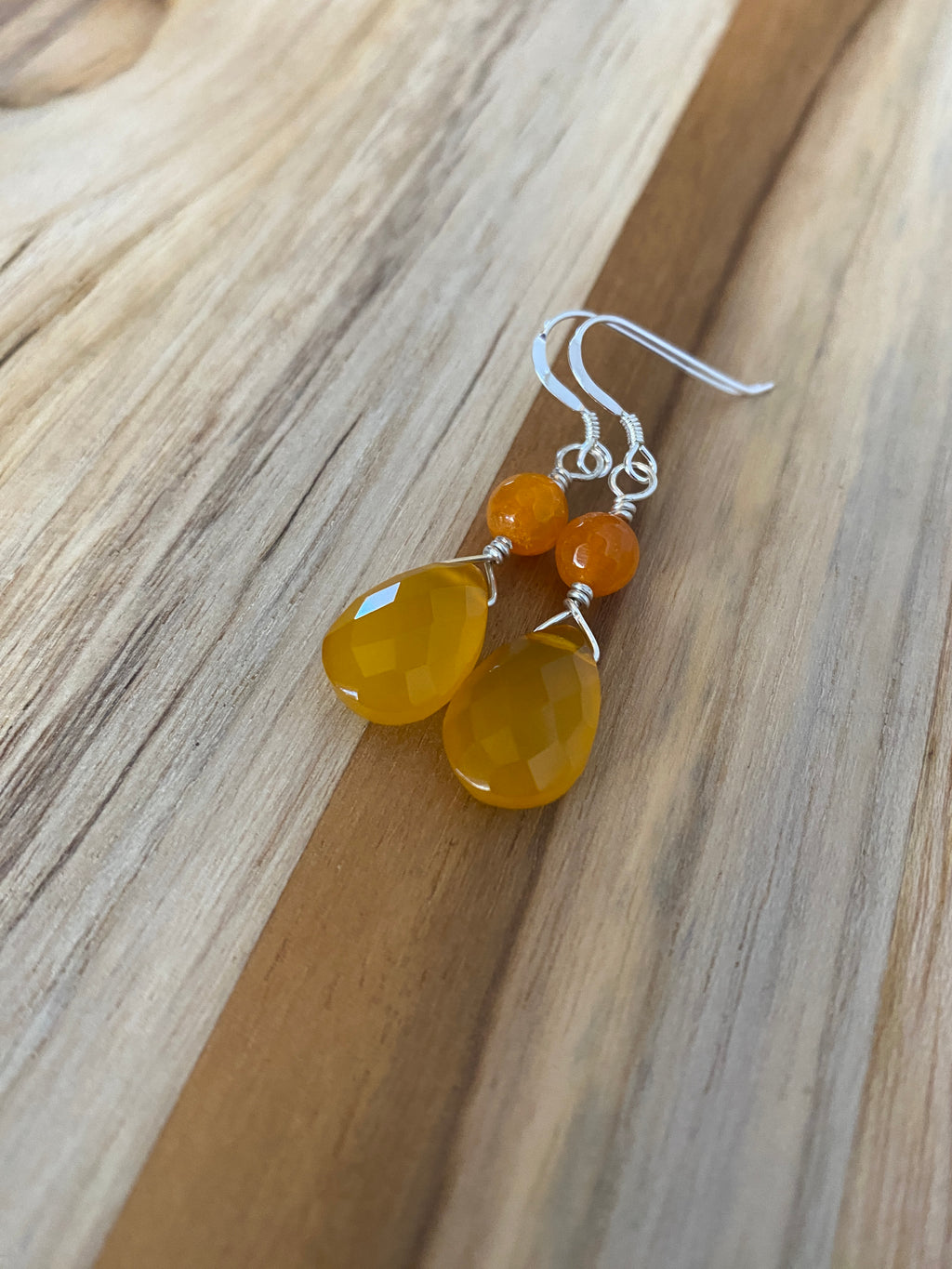 Mango Onyx Briolette Dangle Earrings with Agate