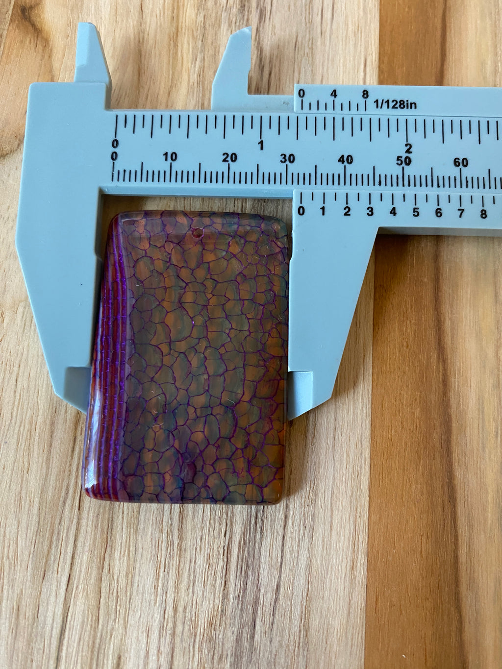 Large Oblong Dragon Vein Agate Pendant Bead Purple