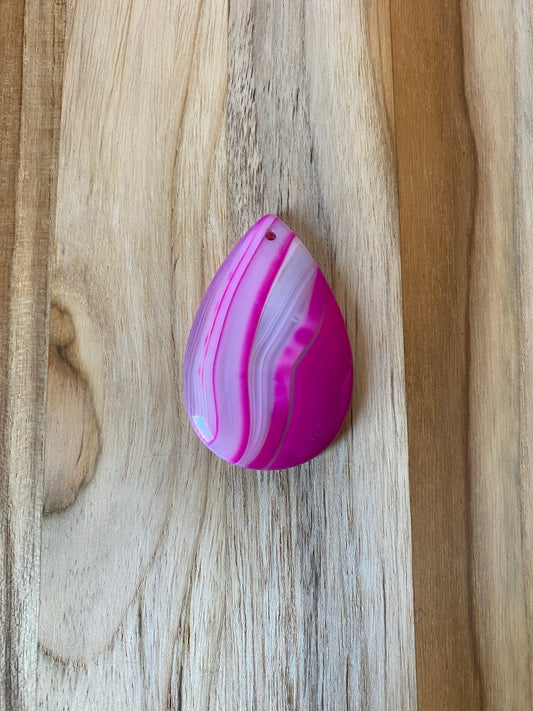 Teardrop Shaped Agate Pendant Bead Pink