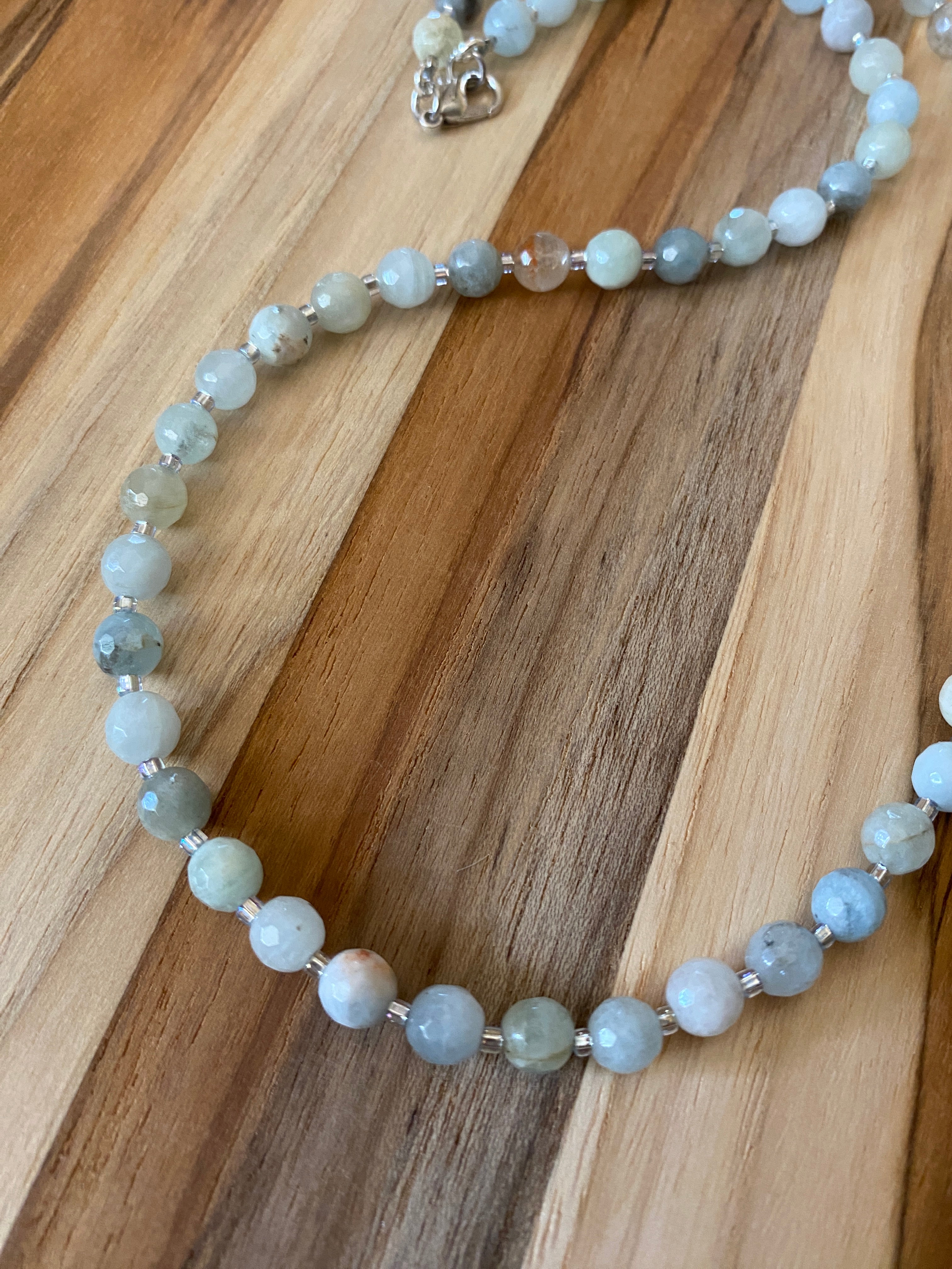 Dainty Faceted Aquamarine Beaded Necklace - My Urban Gems