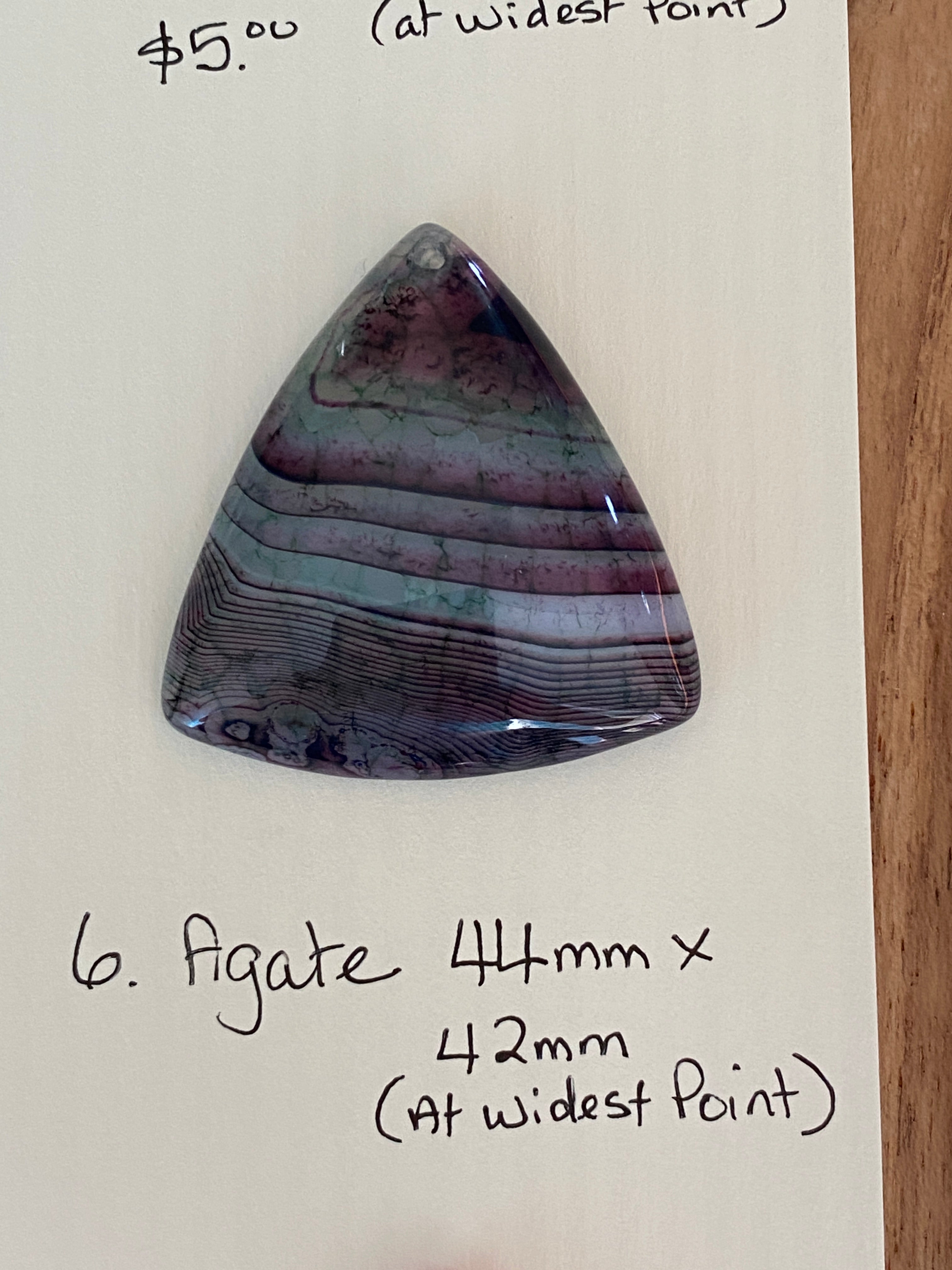 Triangle Shaped Agate Pendant Purple