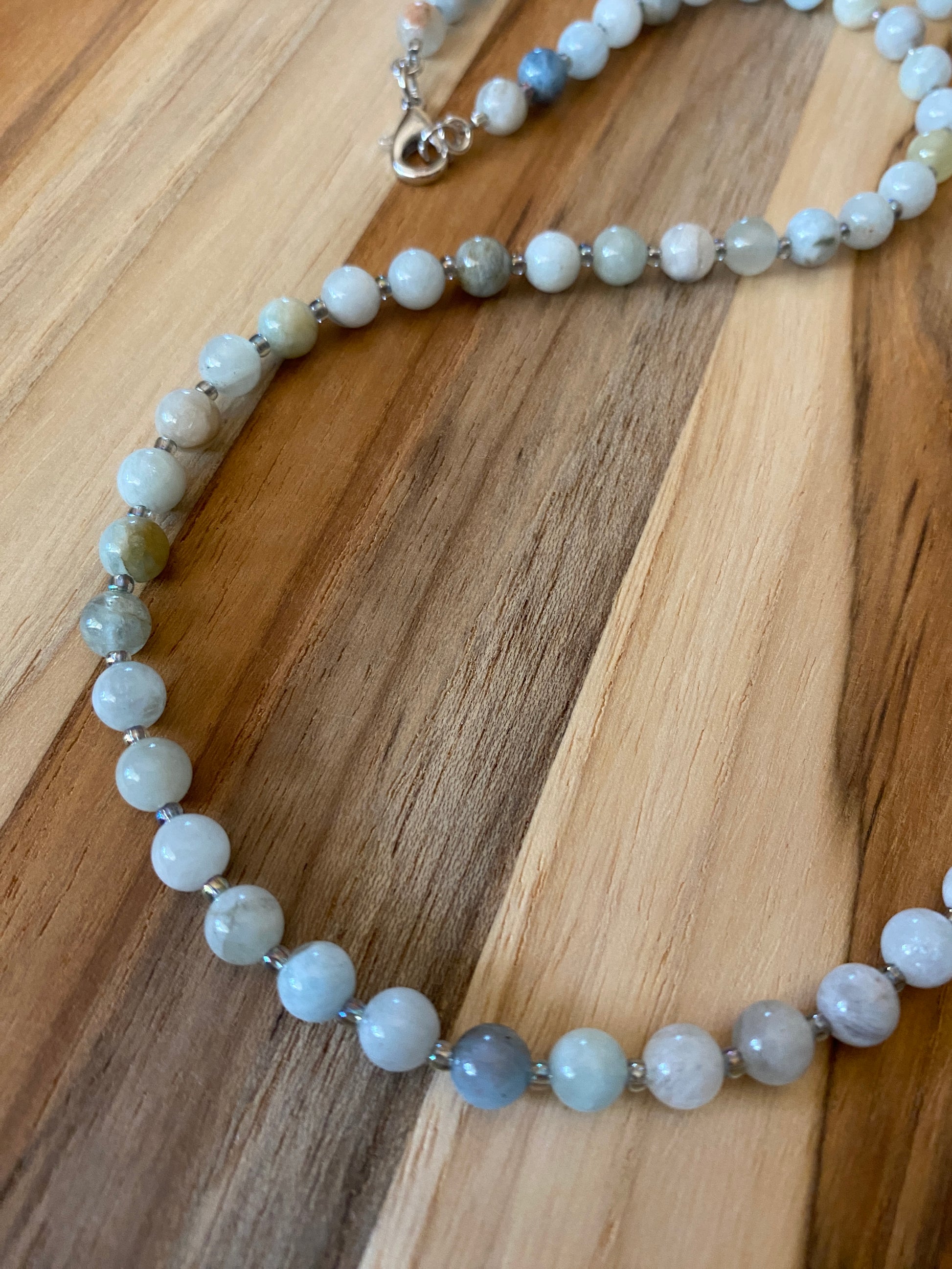 Dainty Aquamarine Beaded Necklace - My Urban Gems