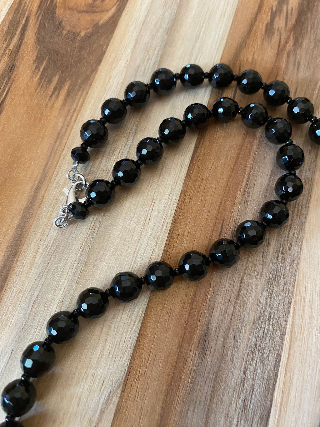 Multi Faceted Black Onyx Beaded Necklace
