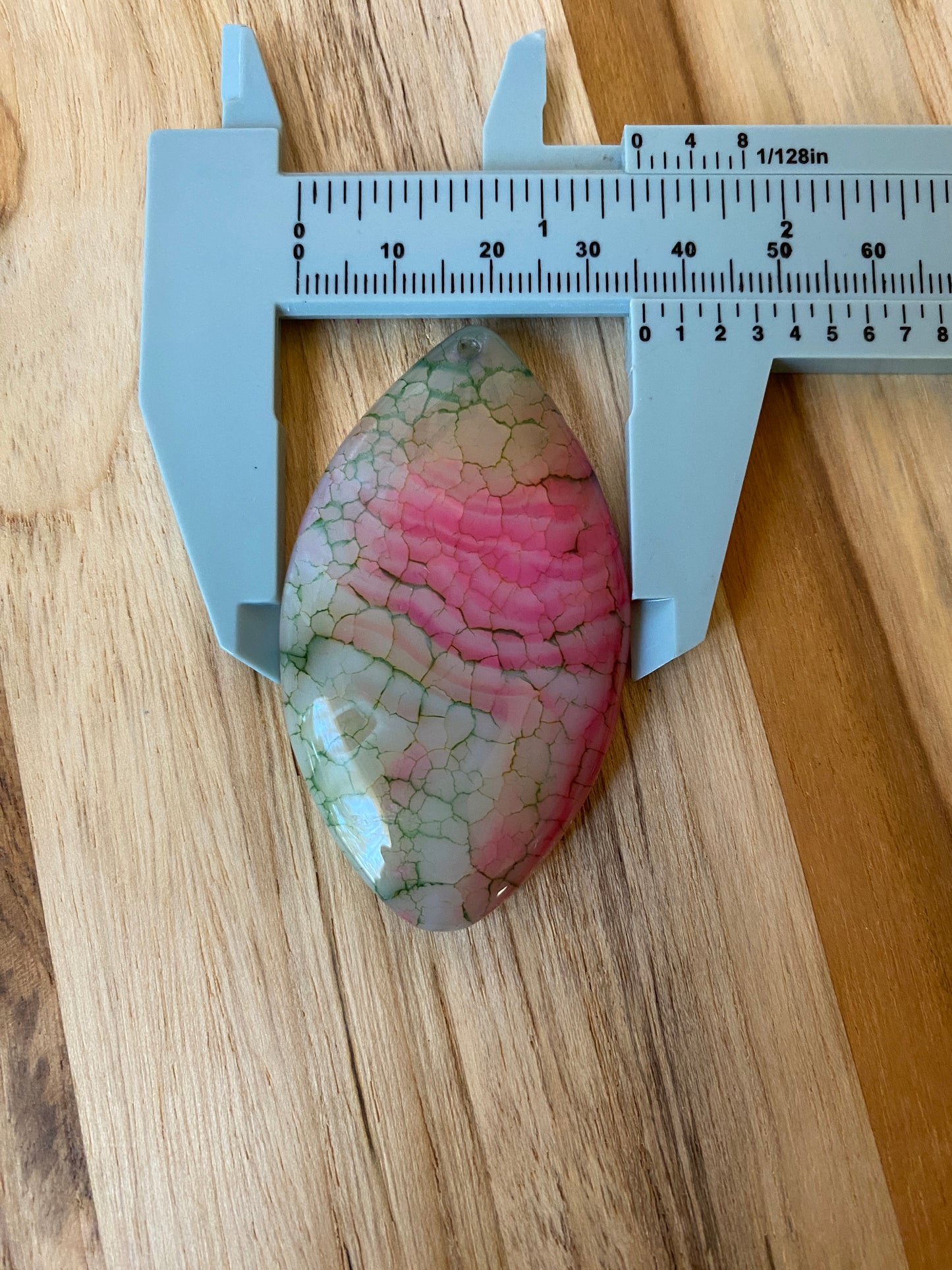 Large Marquis Shape Dragon Vein Agate Pendant Bead Pink Green