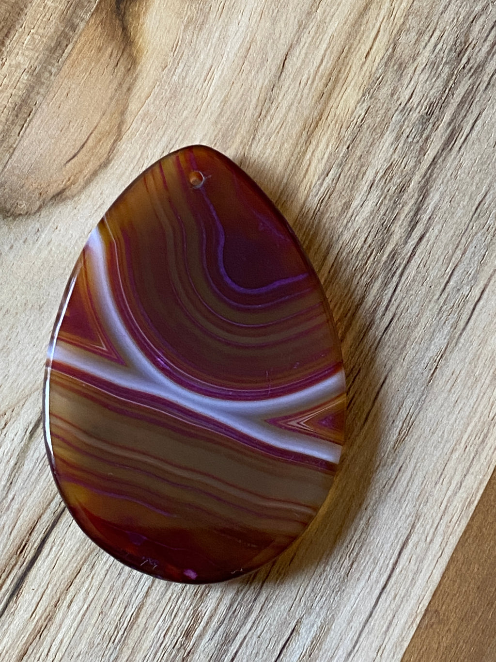 Teardrop Shape Agate Pendant Bead Dark Rose