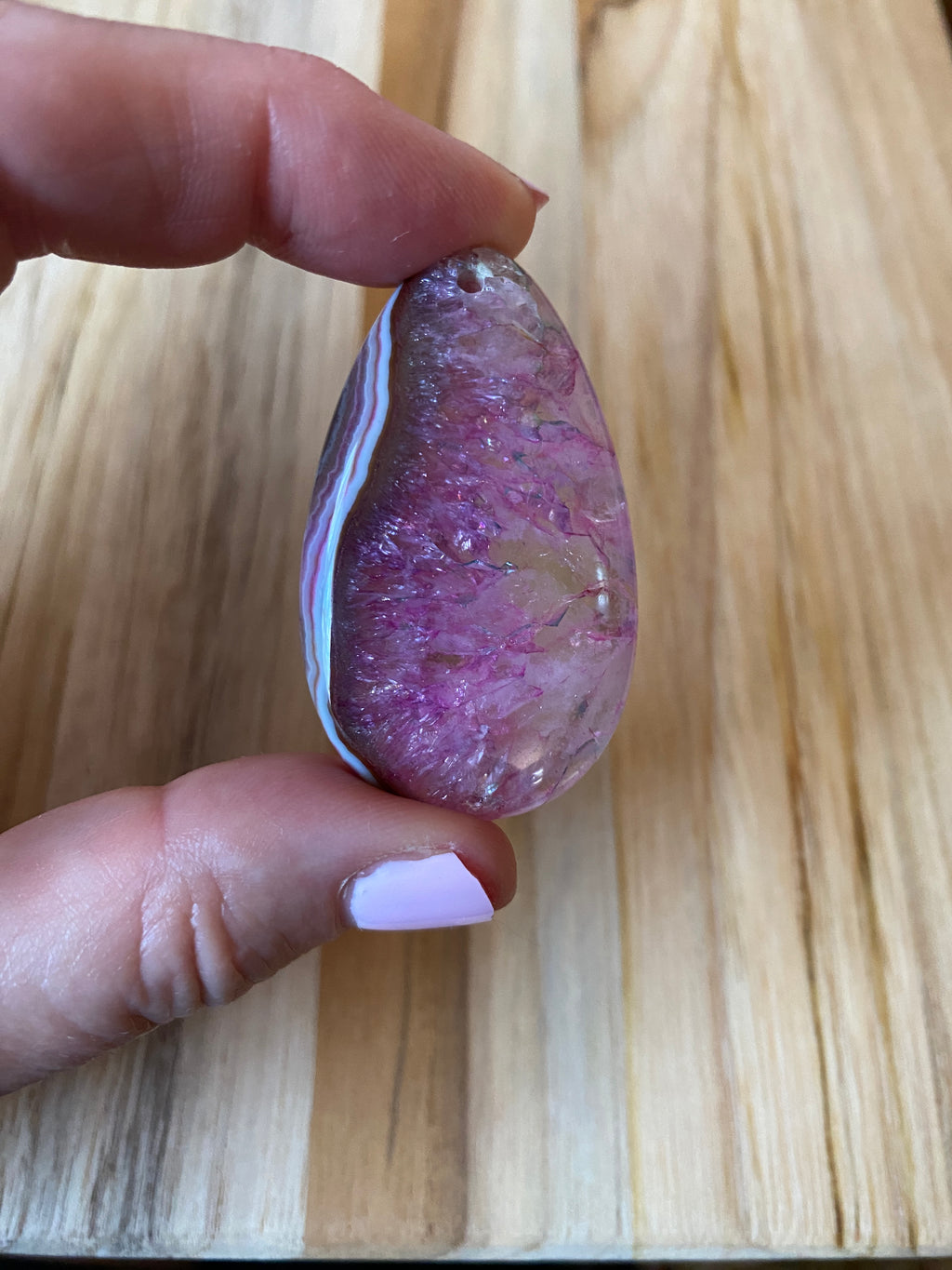 Teardrop Shape Agate Bead Pink Brown