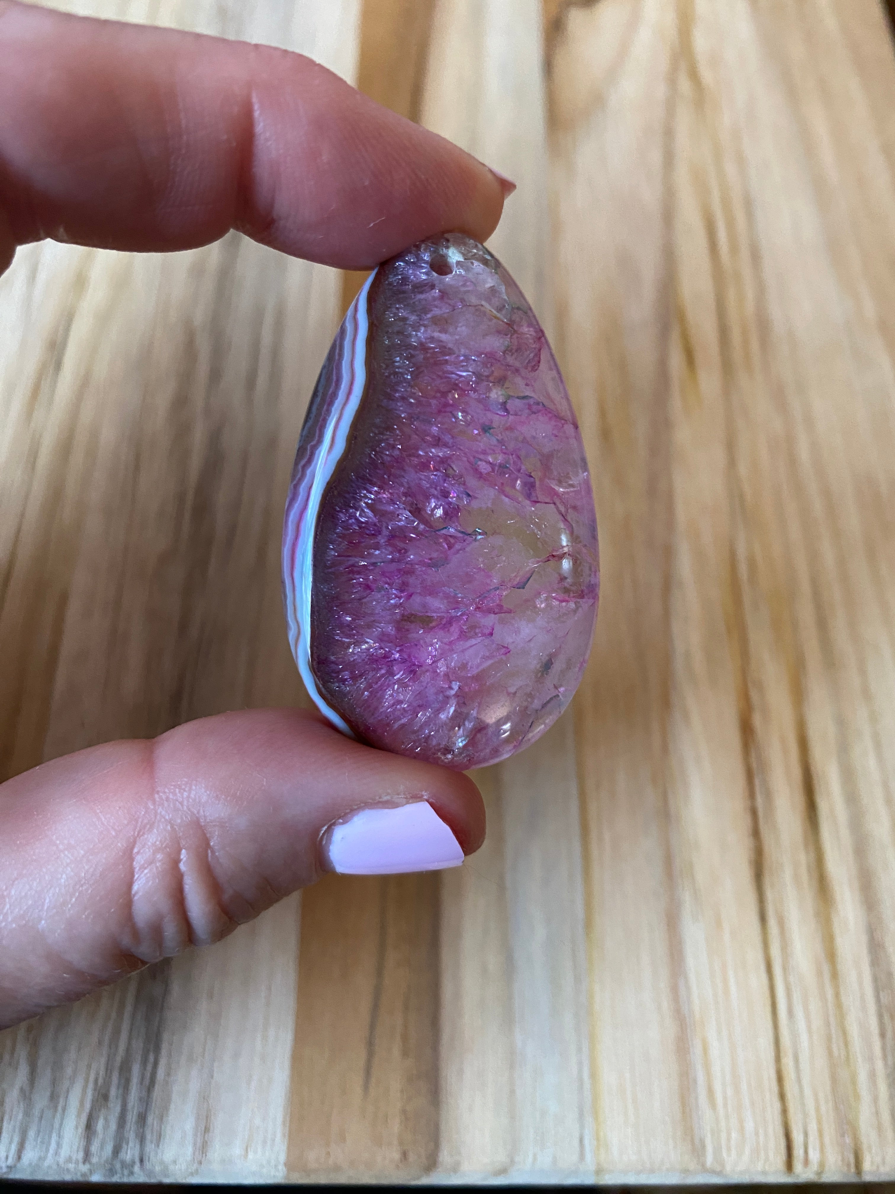 Teardrop Shape Agate Bead Pink Brown
