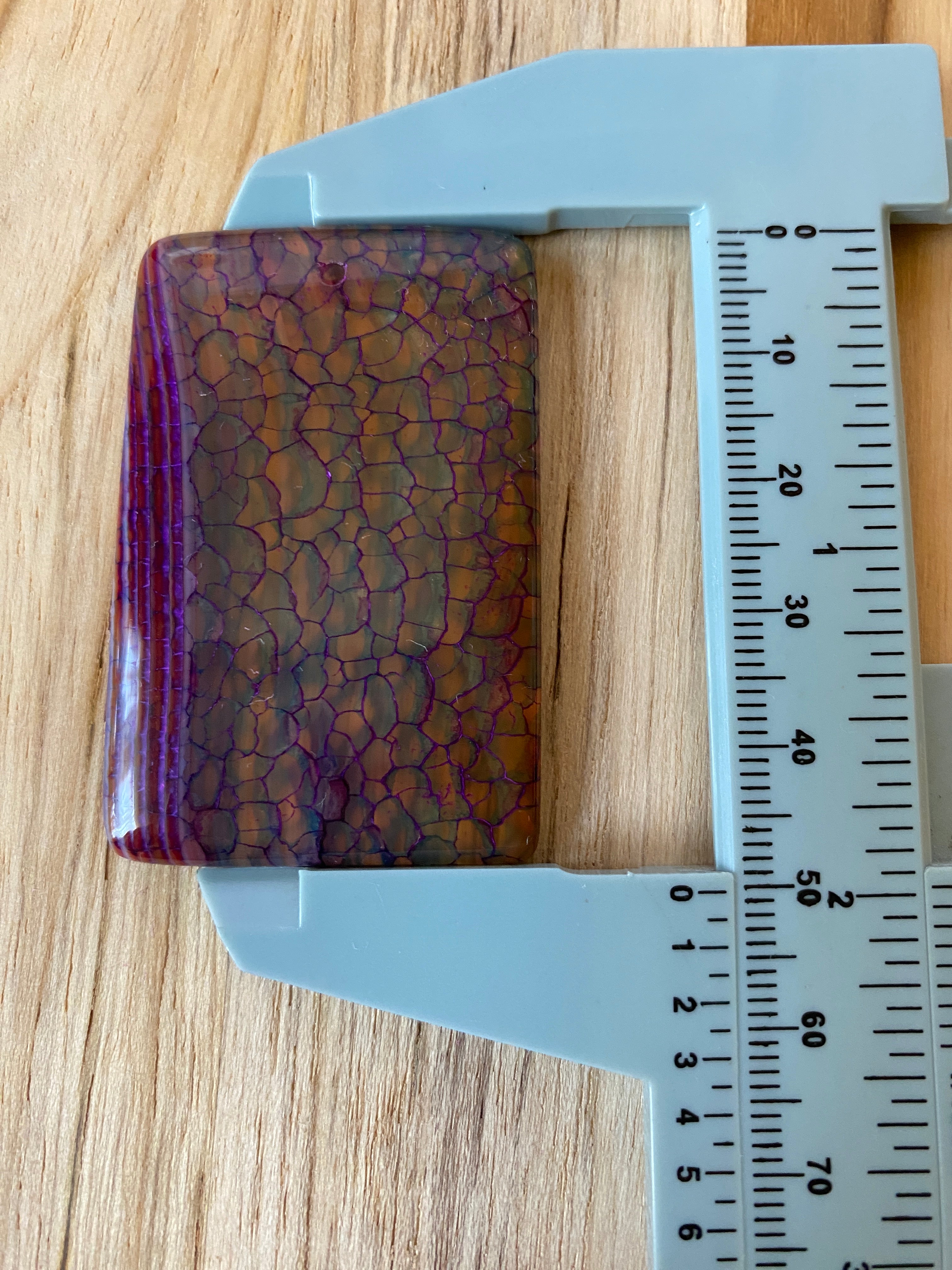 Large Oblong Dragon Vein Agate Pendant Bead Purple