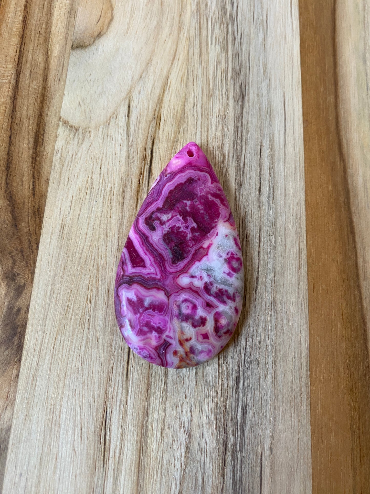 Large Crazy Lace Agate Pendant Bead Pink