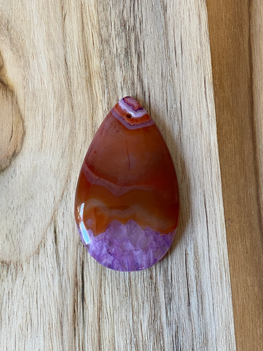 Teardrop Shape Agate Pendant Bead Purple Brown