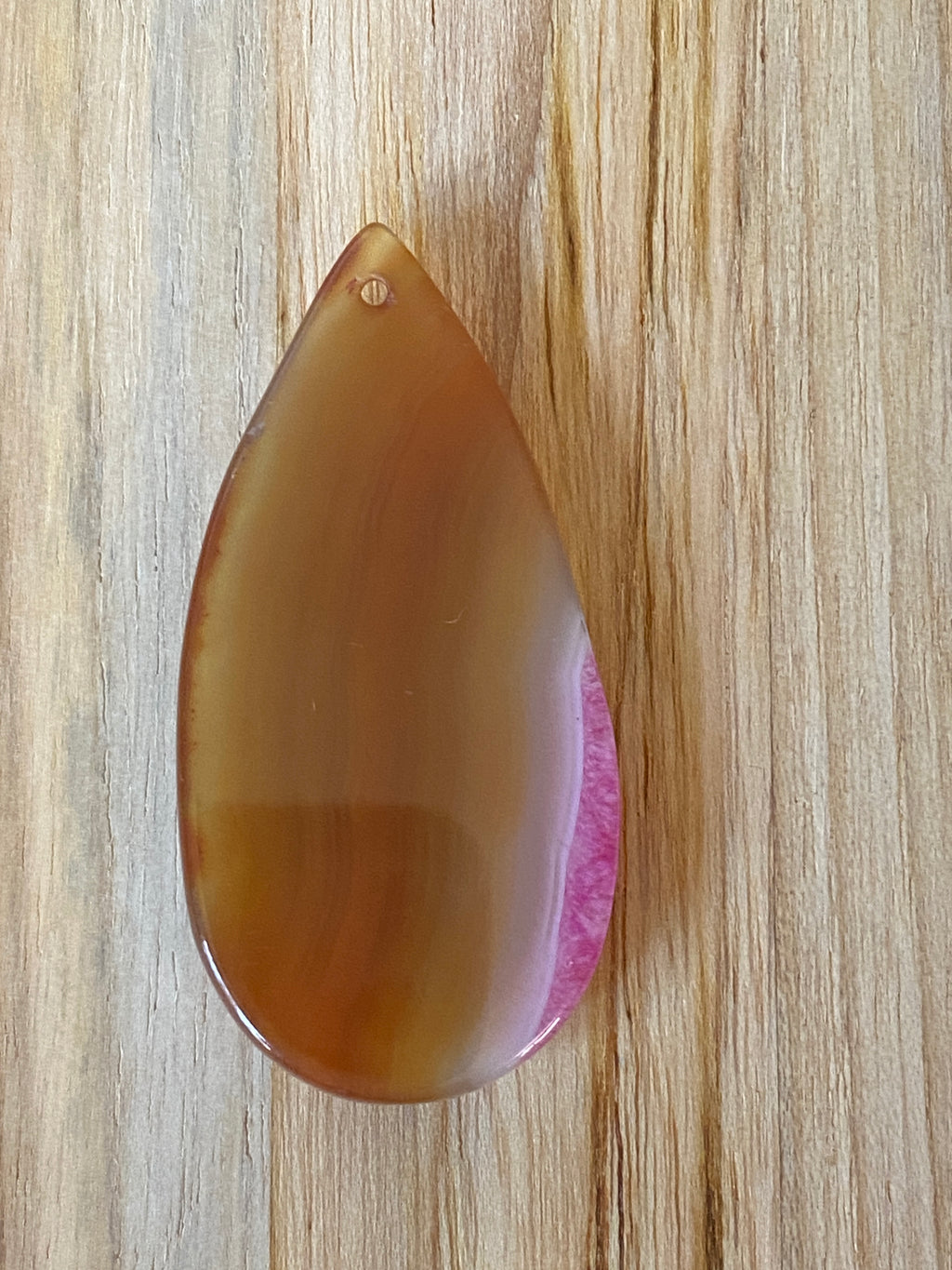 Teardrop Agate Pendant Bead Pink Brown