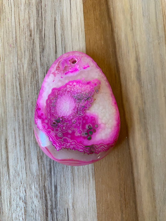 Pear Shape Agate Pendant Bead Pink