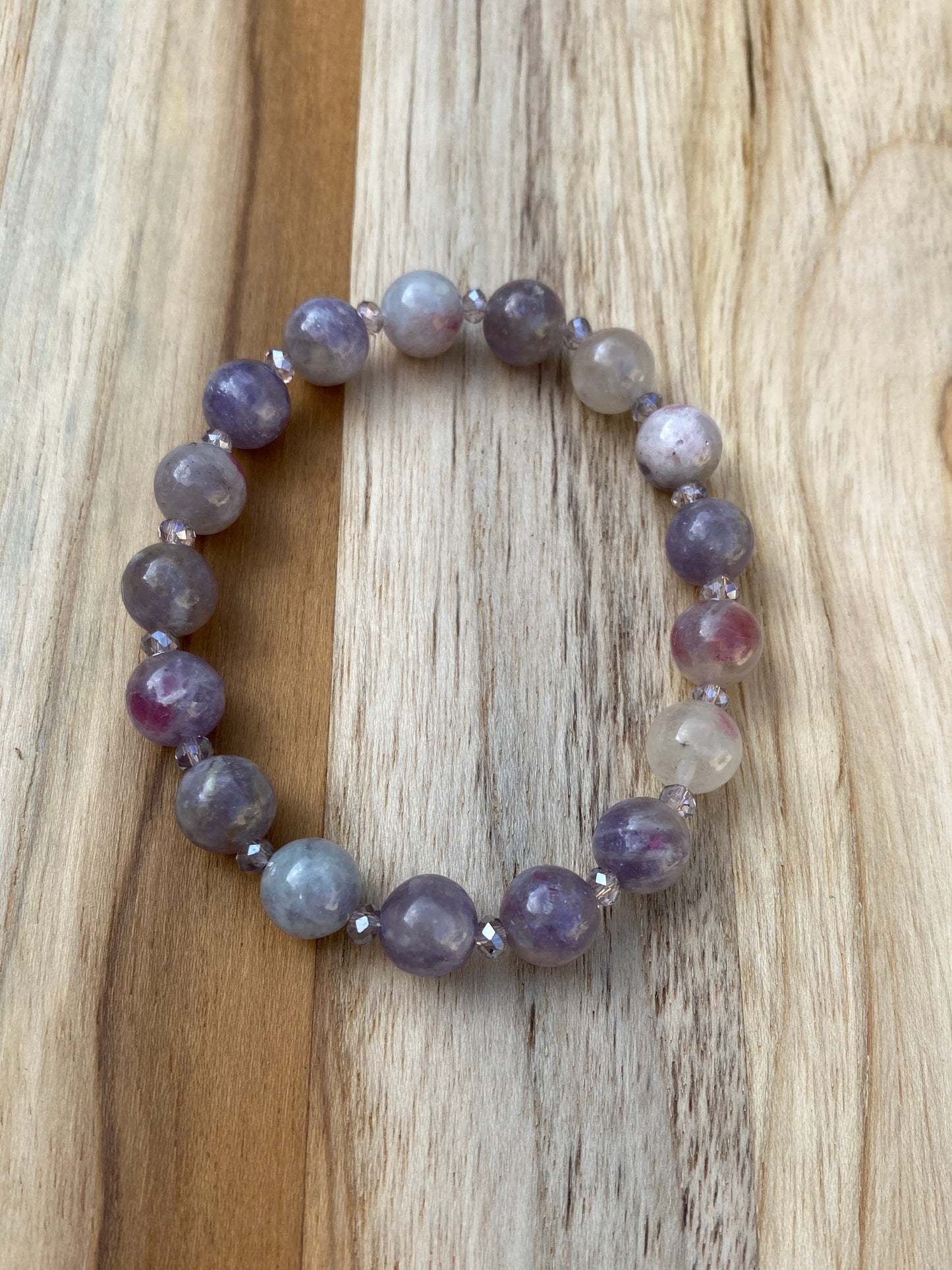 Unicorn Stone Beaded Stretch Bracelet with crystal beads