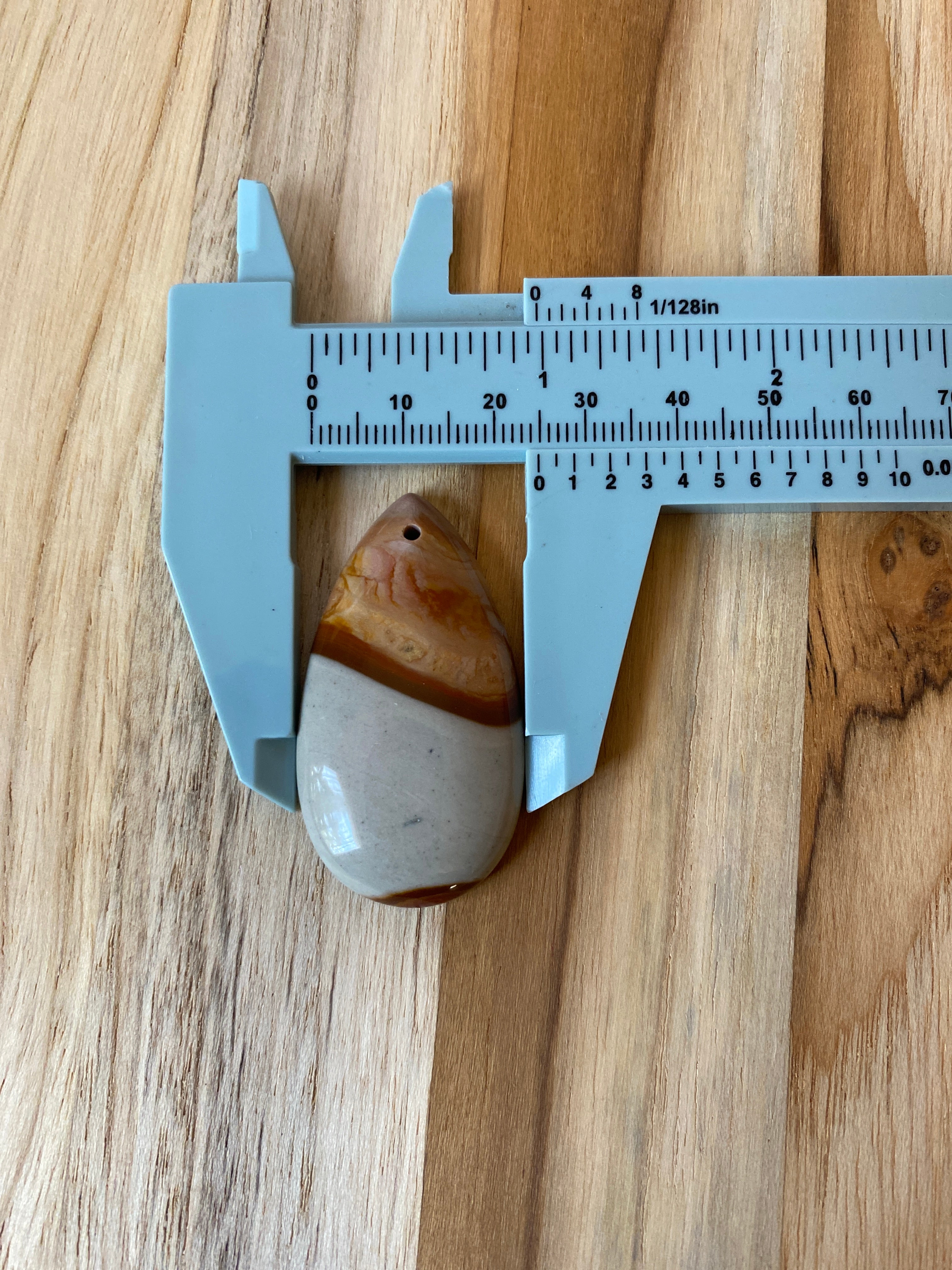 Teardrop Shaped Jasper Pendant Bead Grey Brown