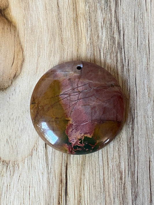 Round Picasso Jasper Pendant Bead Brown Pink