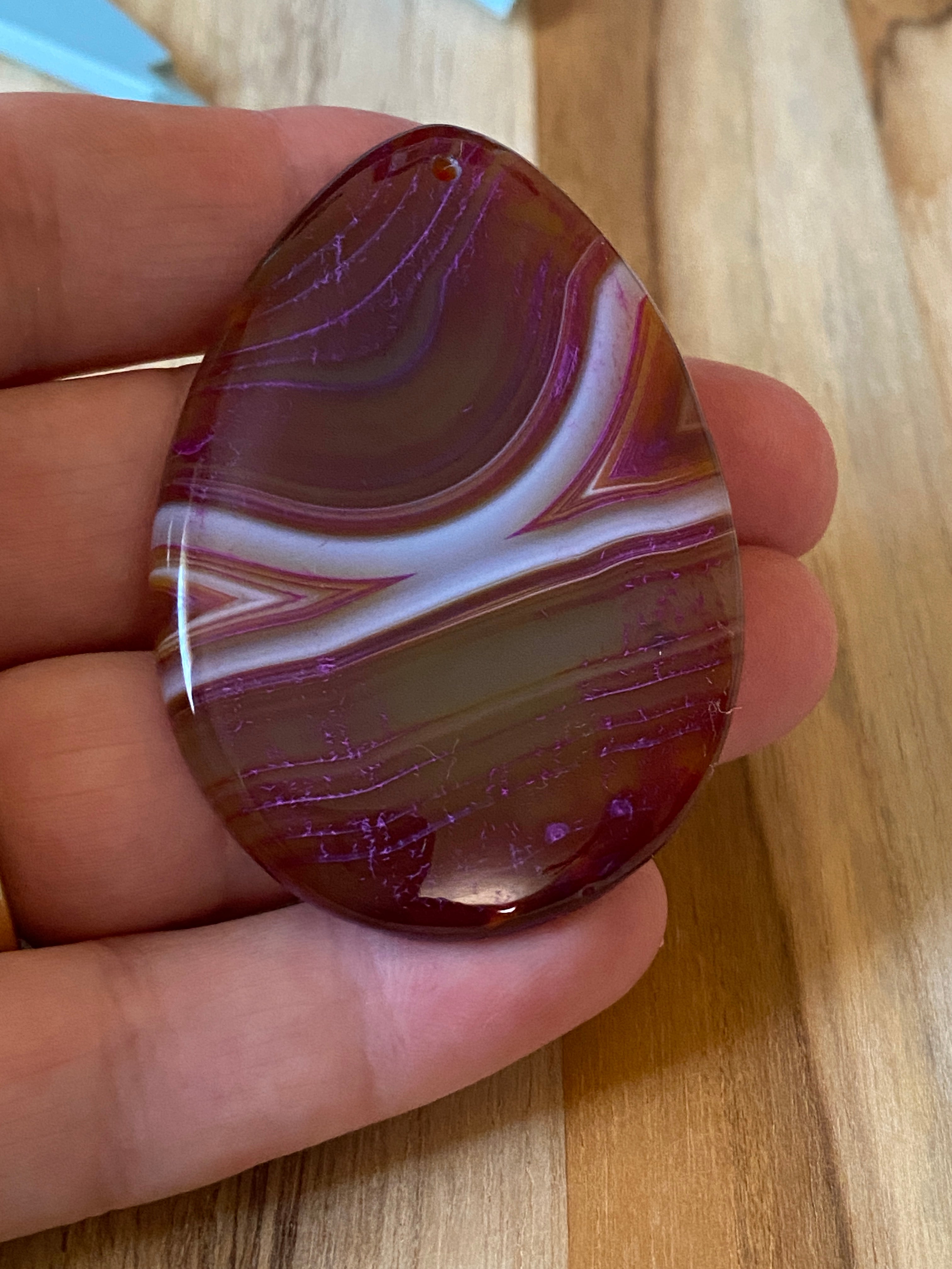 Teardrop Shape Agate Pendant Bead Dark Rose