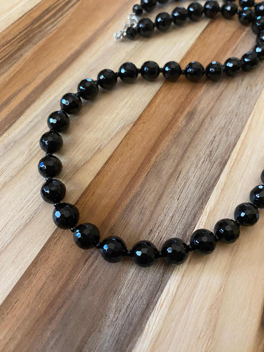 Multi Faceted Black Onyx Beaded Necklace