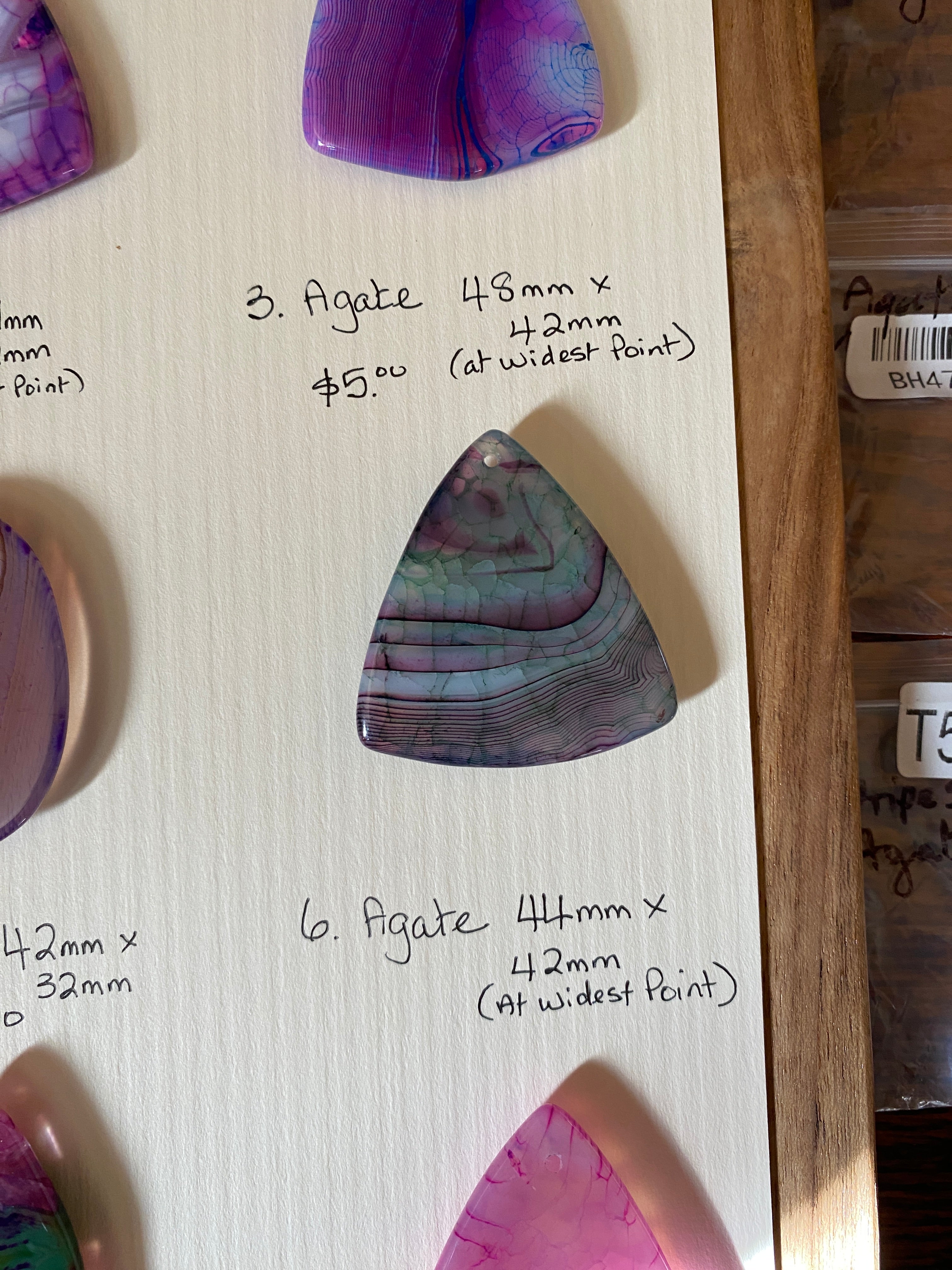 Triangle Shaped Agate Pendant Purple