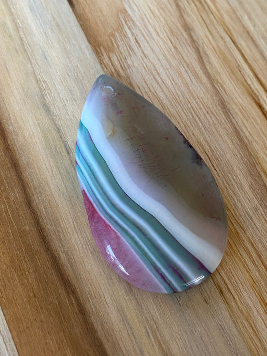 Teardrop Agate Pendant Bead Pink Green Grey