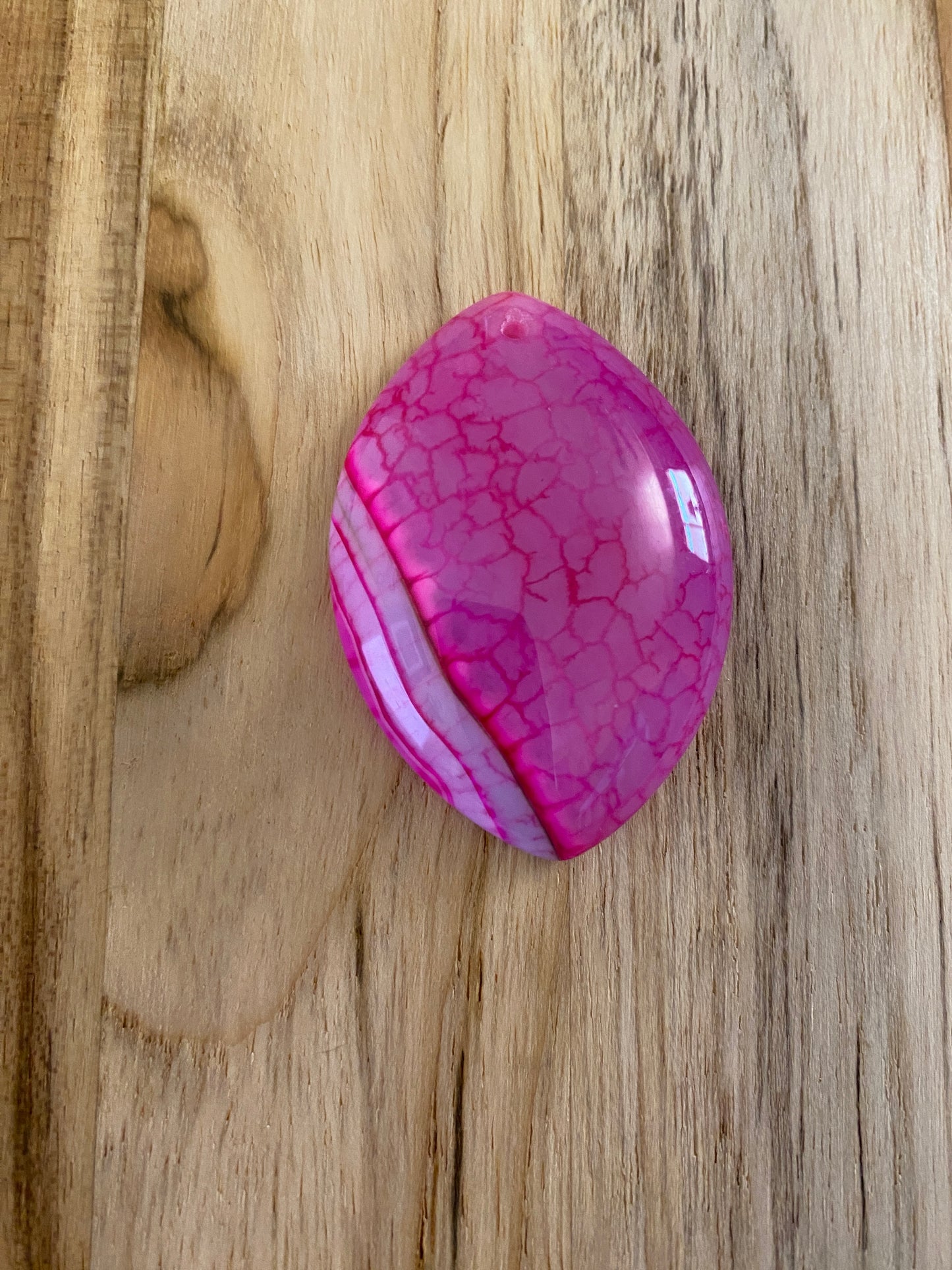 Marquis Shaped Agate Pendant Bead Pink