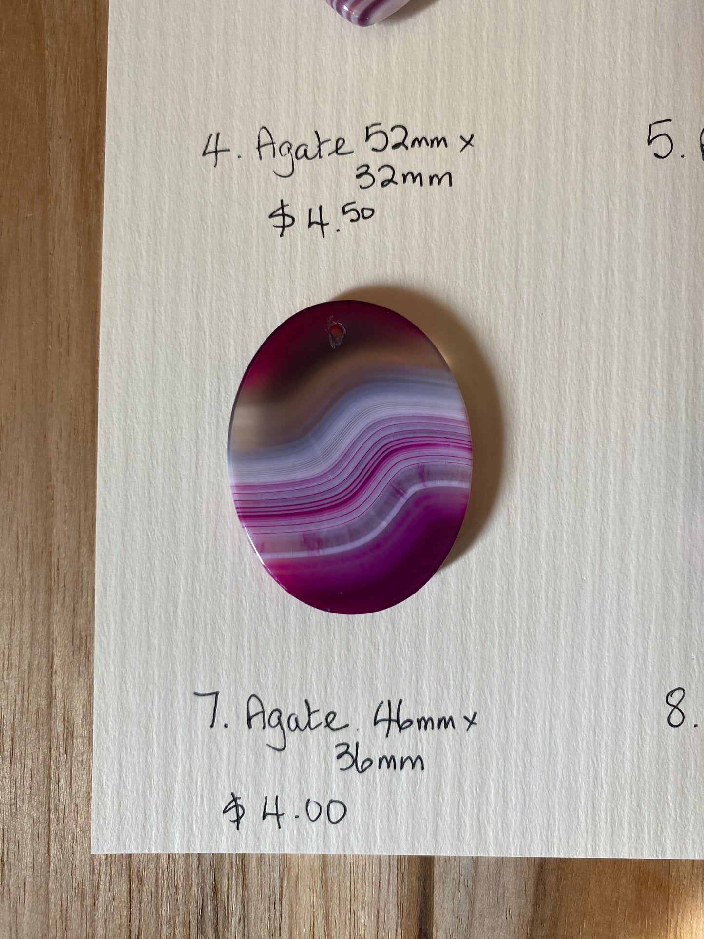 Oval Agate Pendant Bead Purple/Pink