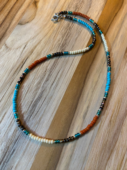 Dainty Minimalist Multi-Colored Seed Bead Beaded Necklace