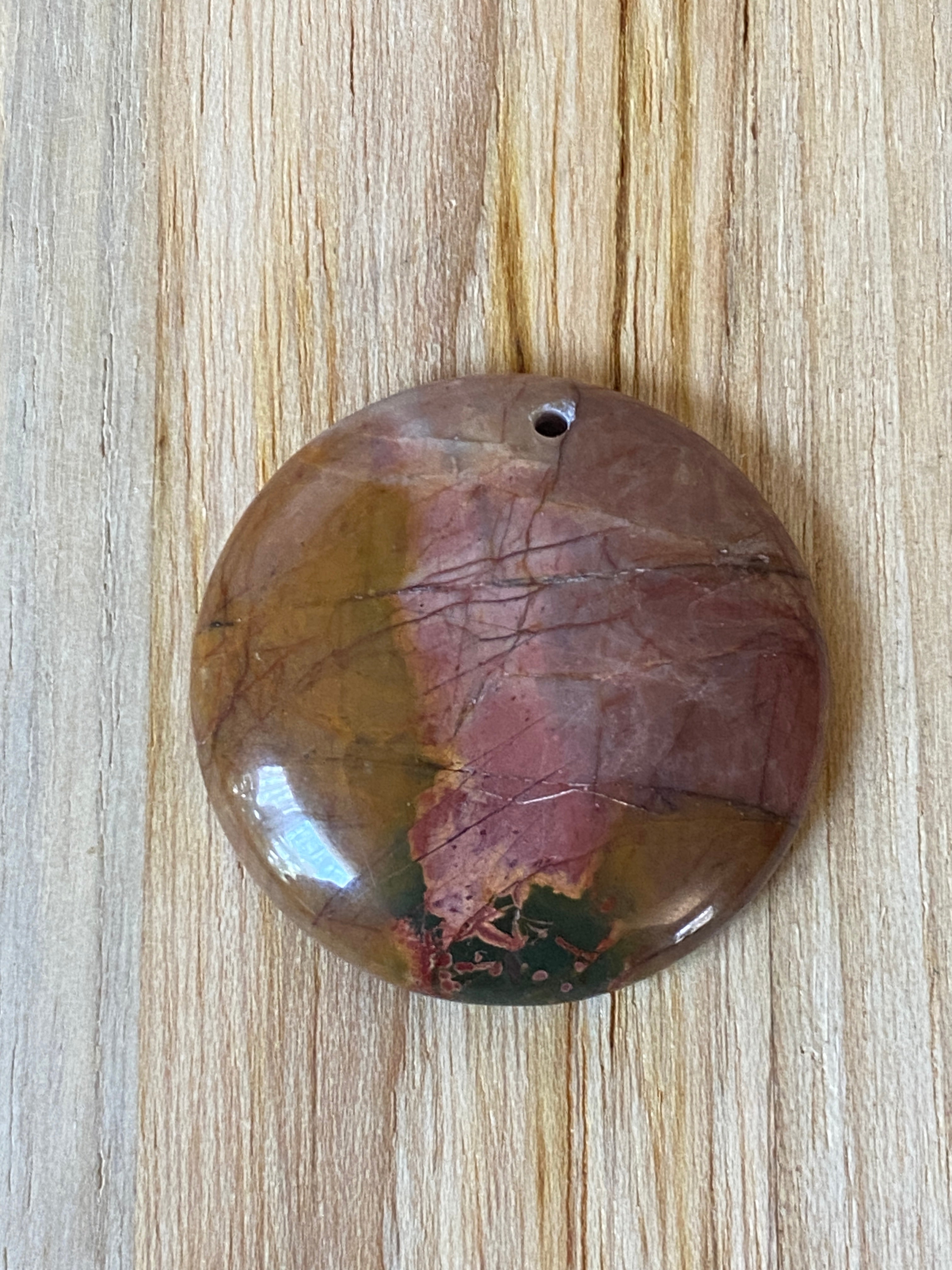 Round Picasso Jasper Pendant Bead Brown Pink