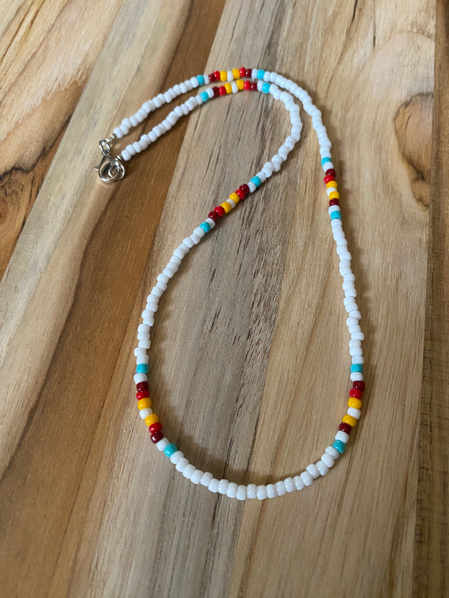 Dainty Surfer Style White Seed Bead beaded Necklace