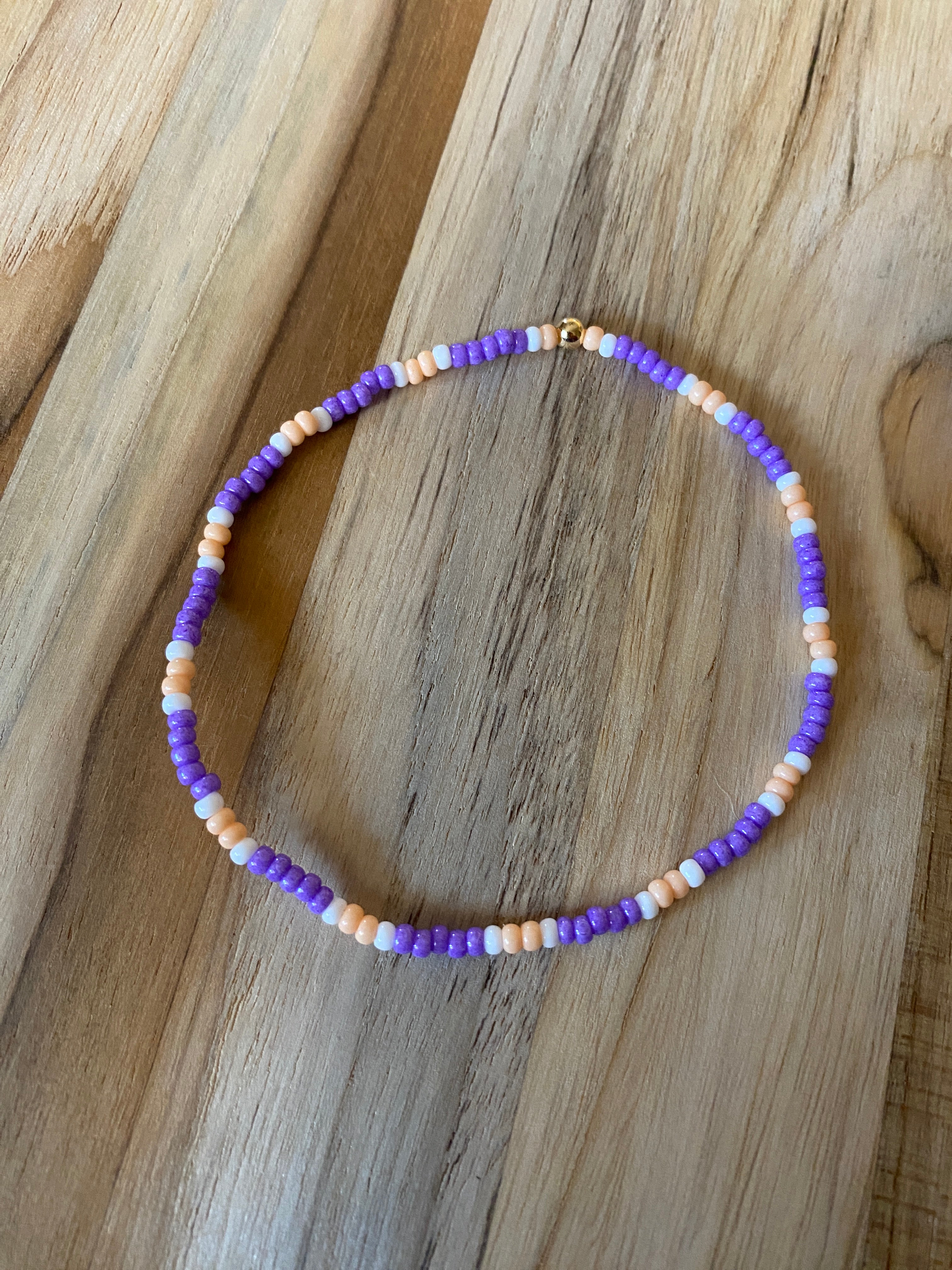 Dainty Seed Bead Ankle Bracelet Anklet Purple