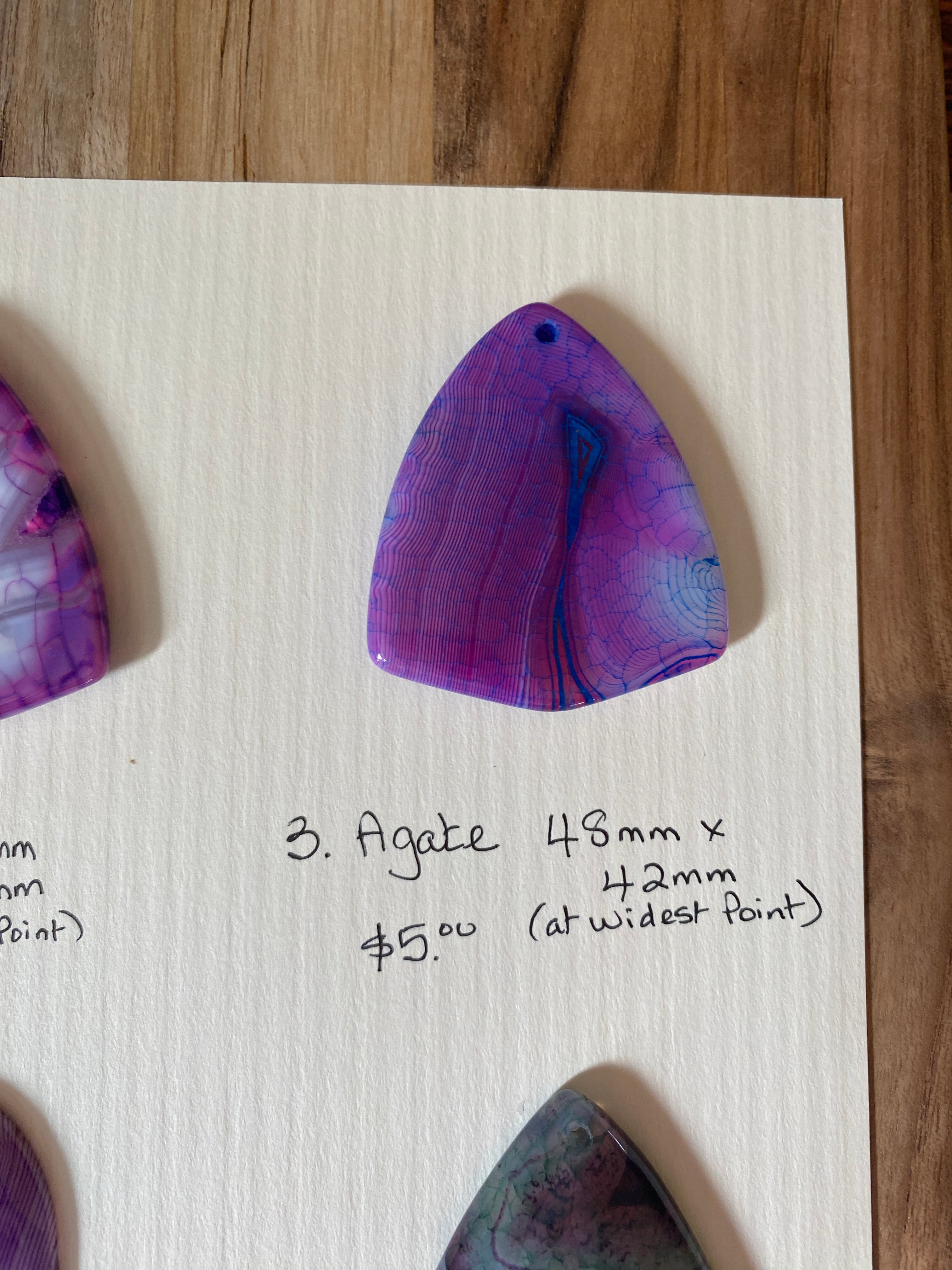 Triangle Agate Pendant Purple