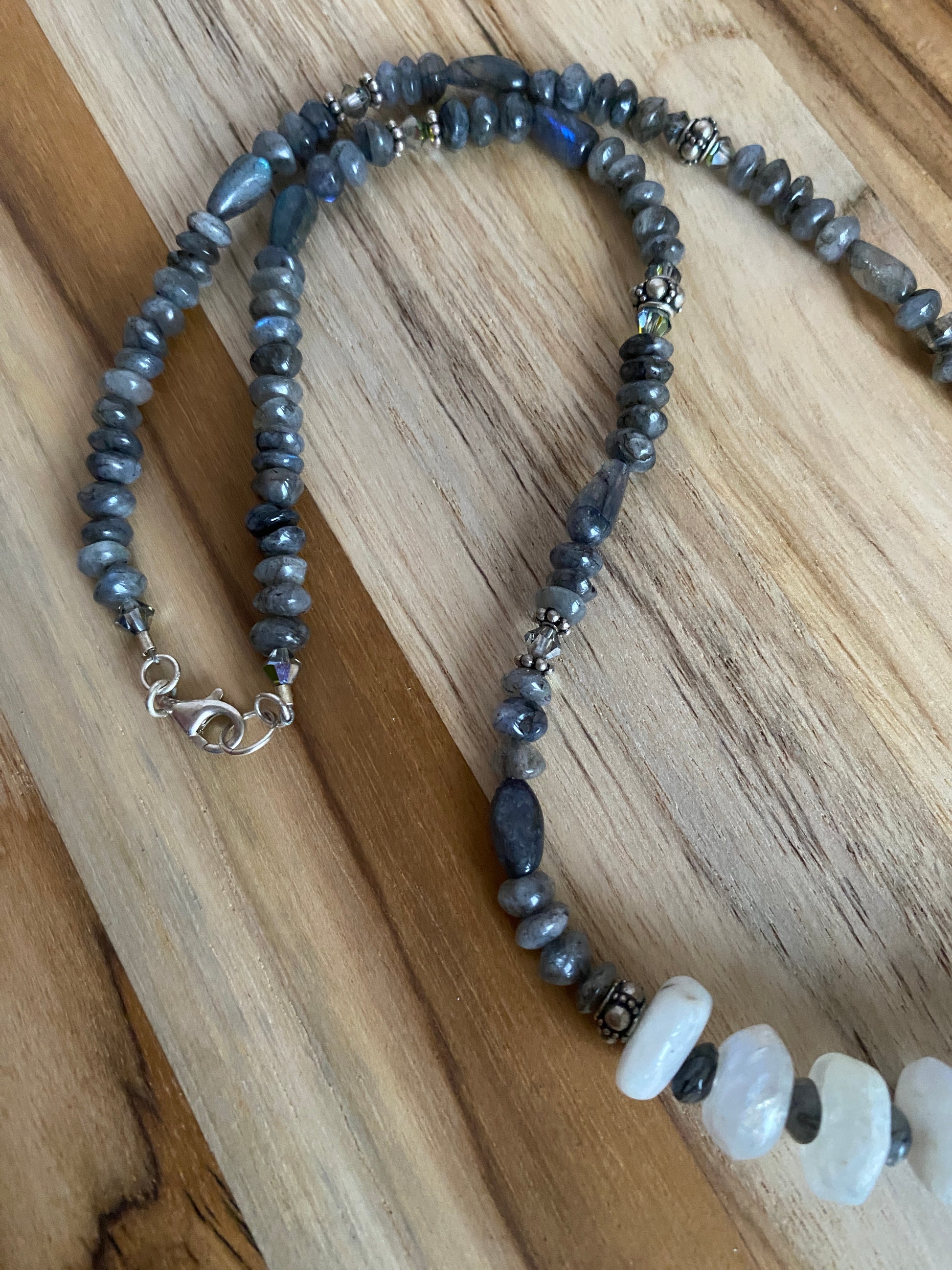 20" Long Moonstone & Labradorite Beaded Necklace - My Urban Gems