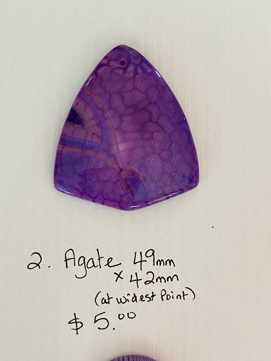 Triangle Agate Pendant Purple