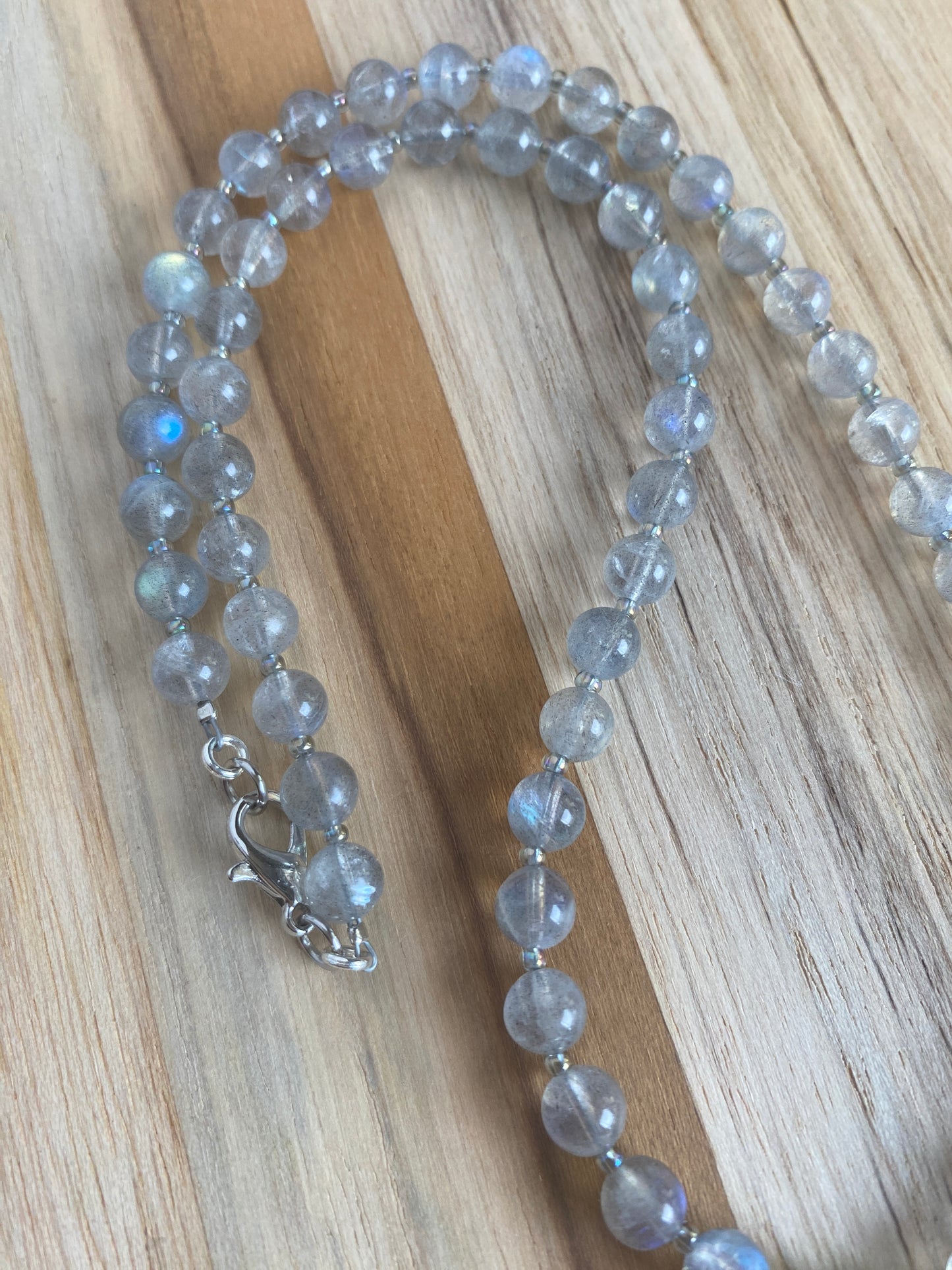 Labradorite Pendant Necklace with Labradorite Beads