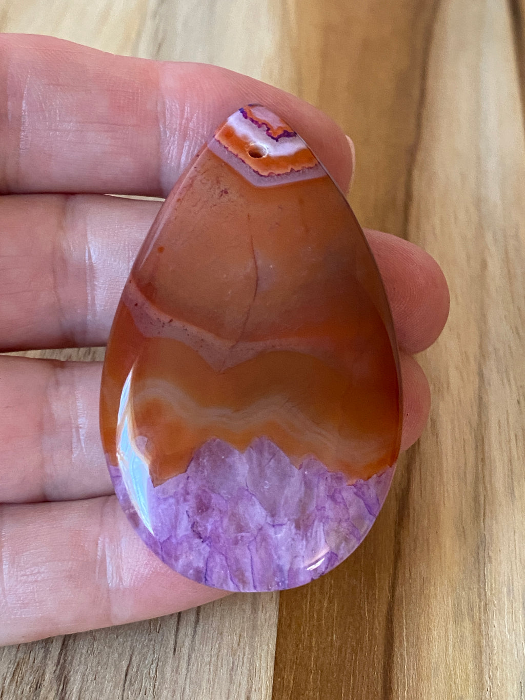 Teardrop Shape Agate Pendant Bead Purple Brown