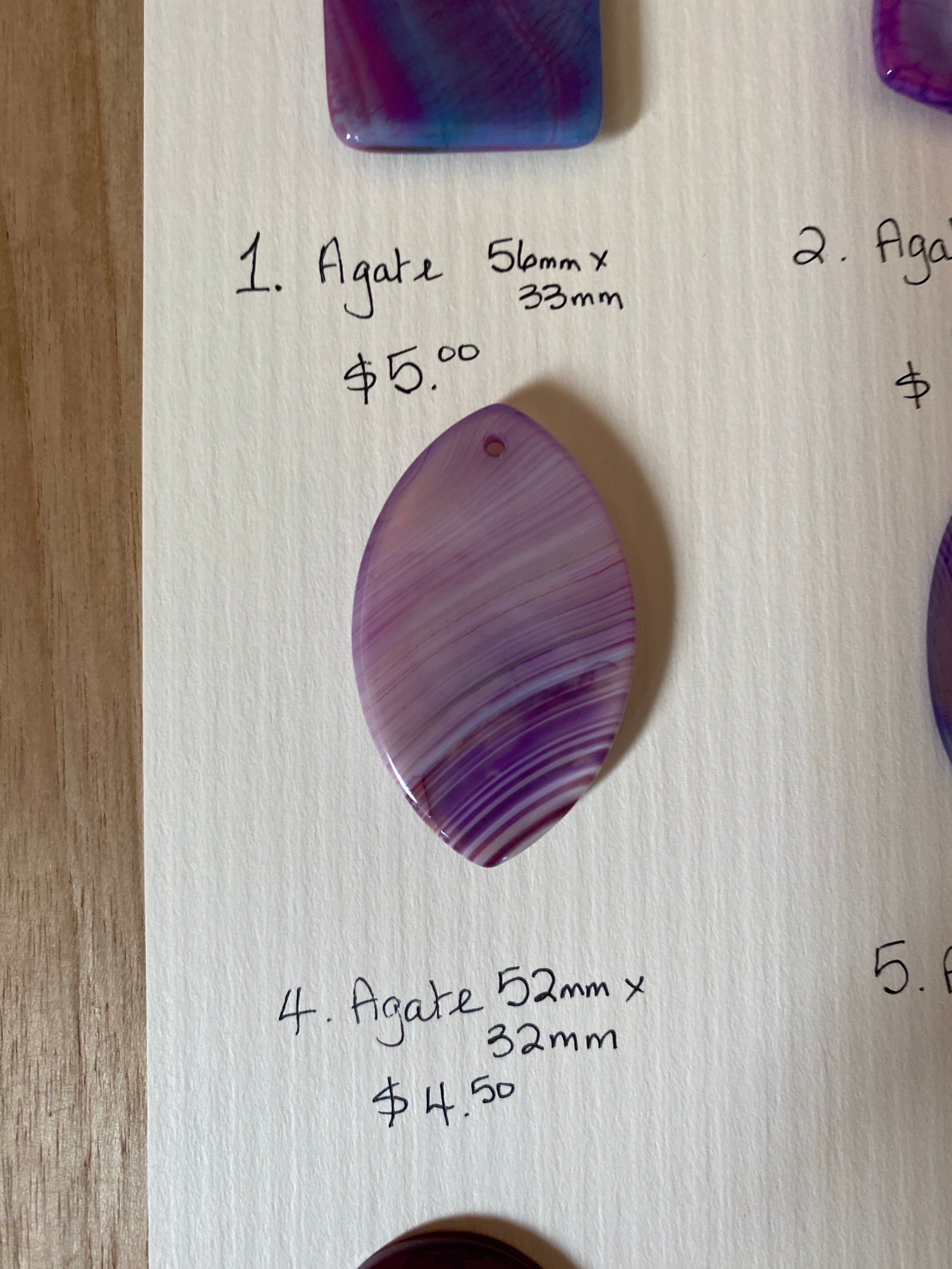 Marquis Shape Agate Pendant Purple Stripes