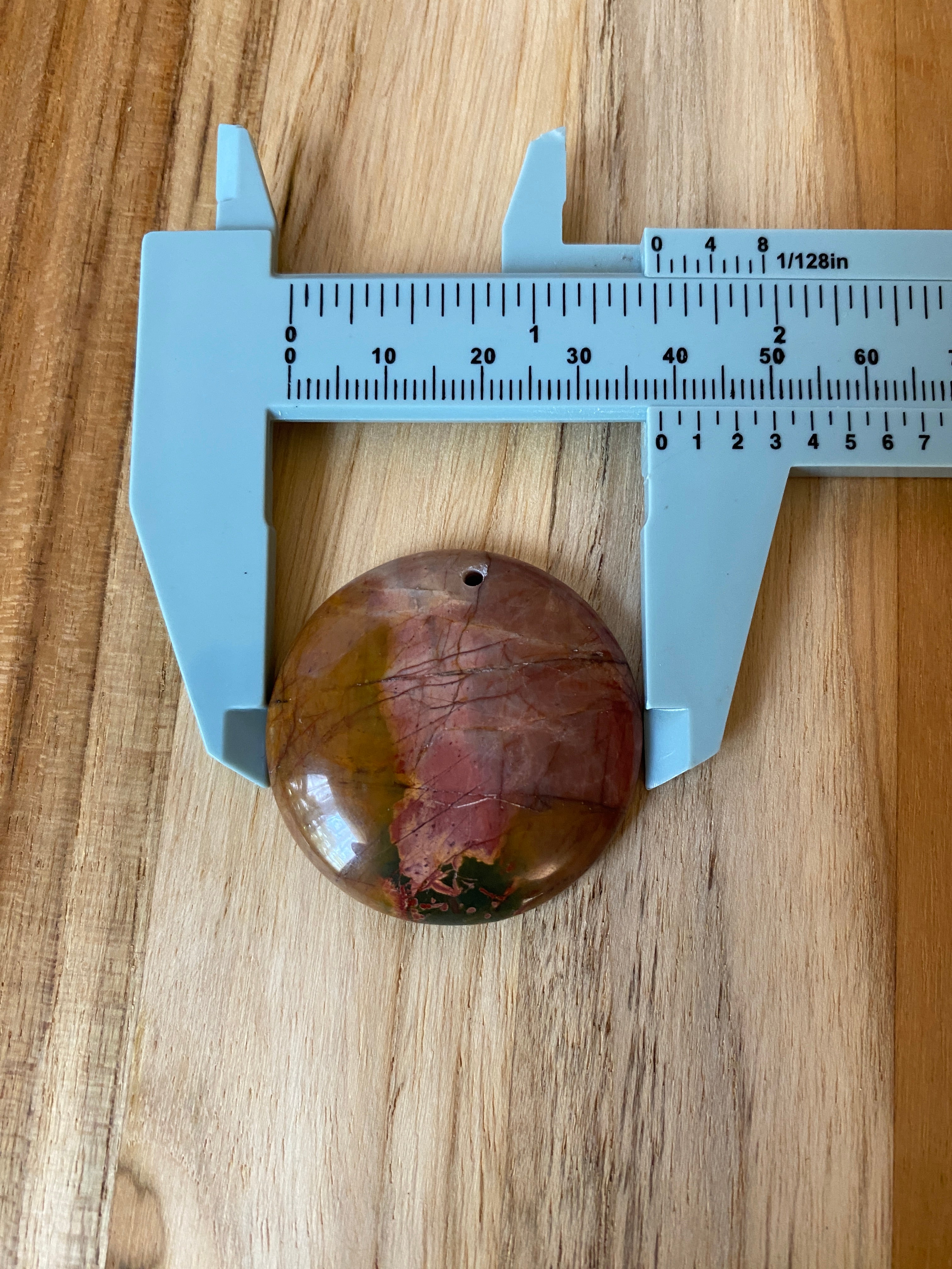 Round Picasso Jasper Pendant Bead Brown Pink