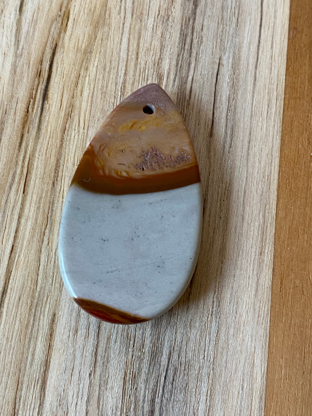 Teardrop Shaped Jasper Pendant Bead Grey Brown
