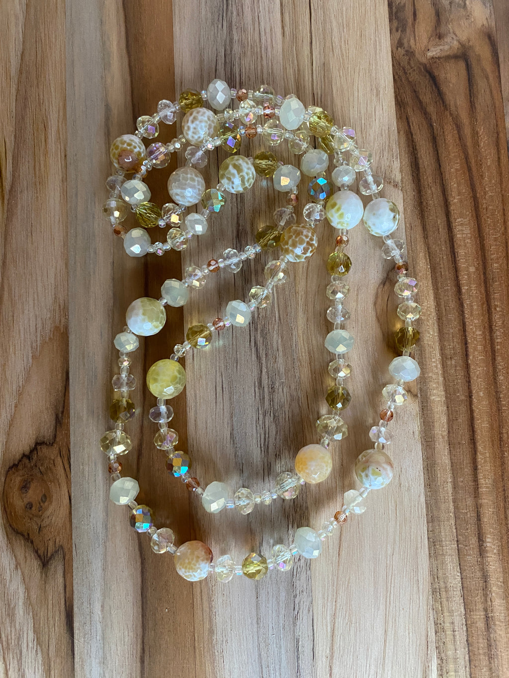 36" Yellow/Lemon Cracked Agate & Crystal Necklace - My Urban Gems