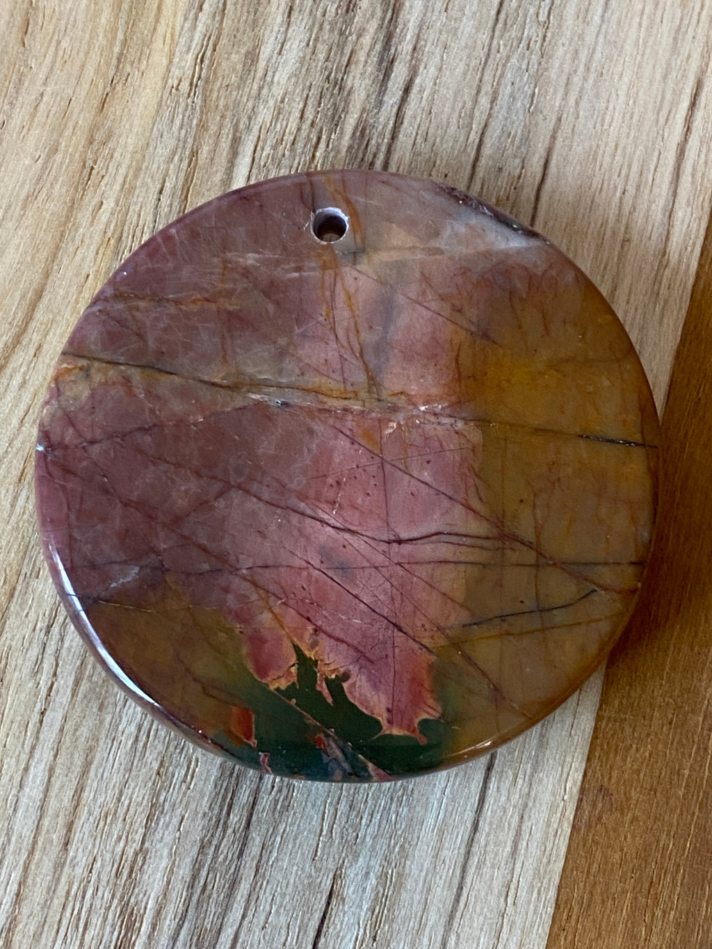 Round Picasso Jasper Pendant Bead Brown Pink