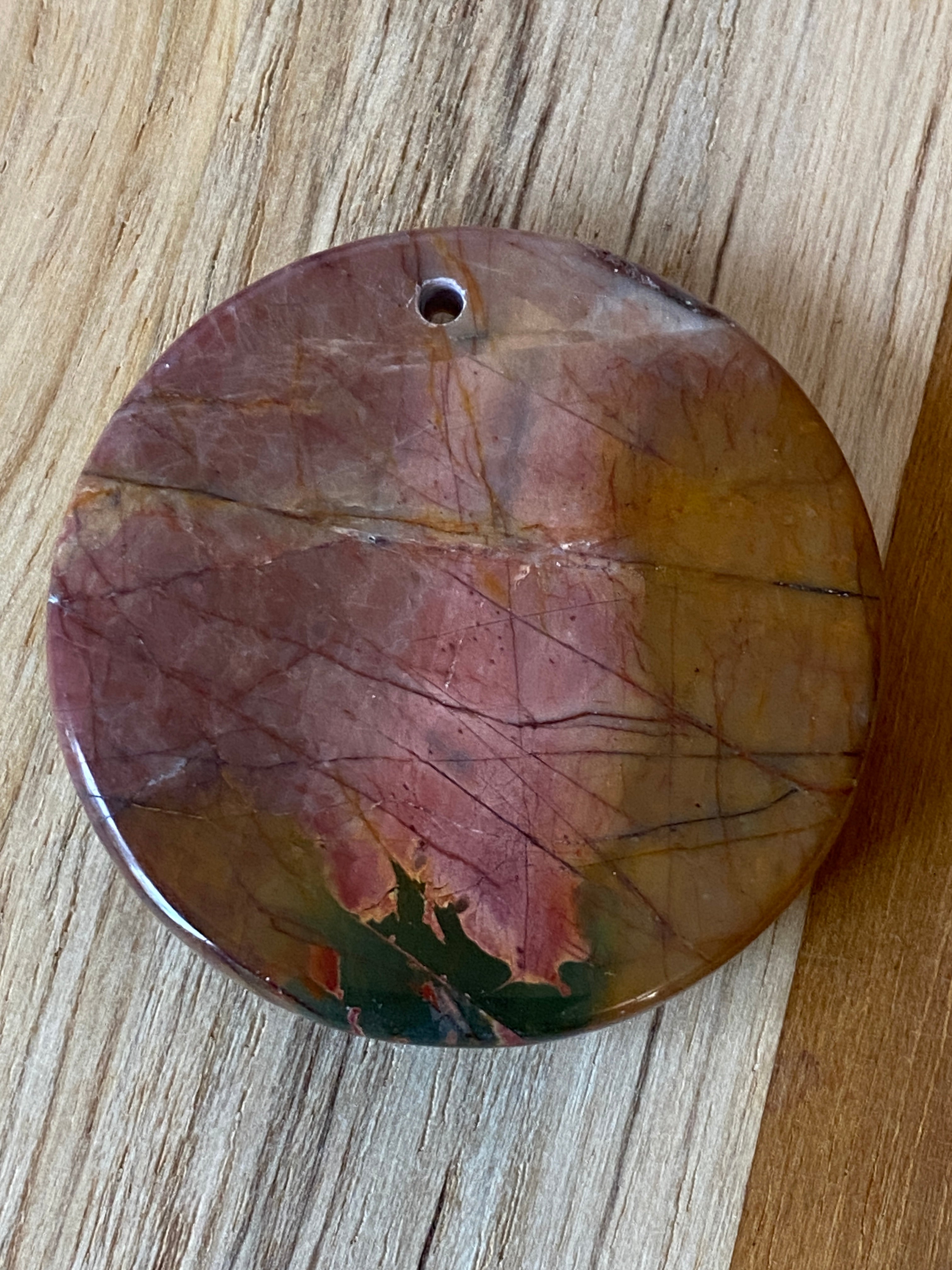 Round Picasso Jasper Pendant Bead Brown Pink