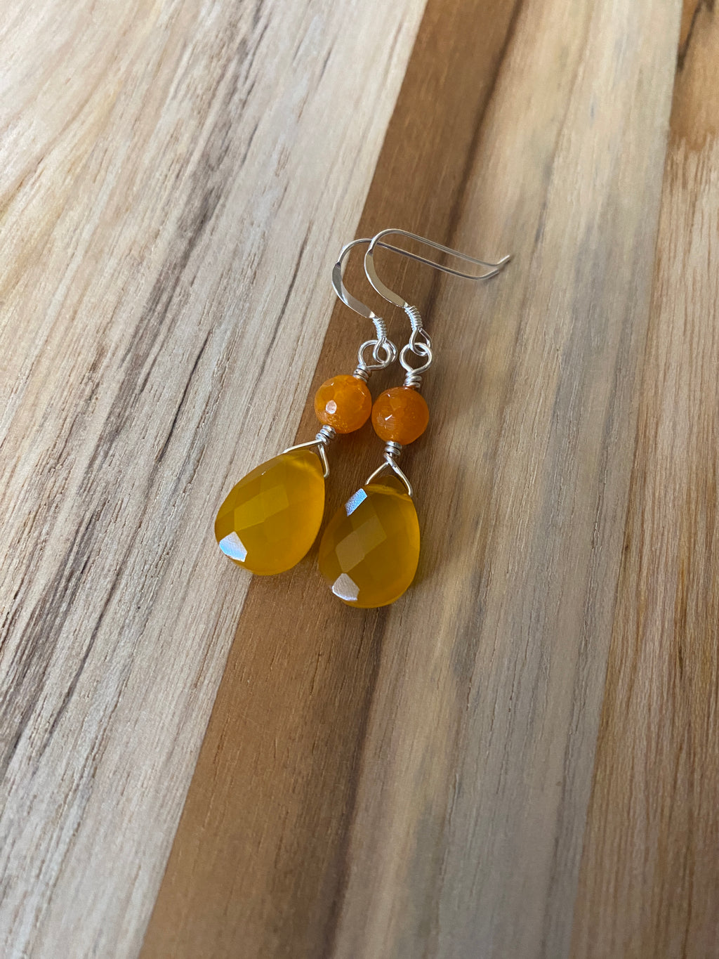 Mango Onyx Briolette Dangle Earrings with Agate