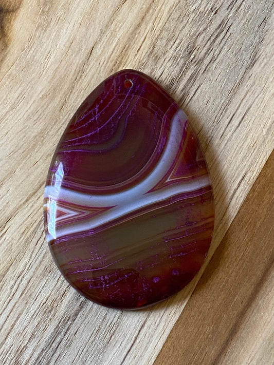 Teardrop Shape Agate Pendant Bead Dark Rose