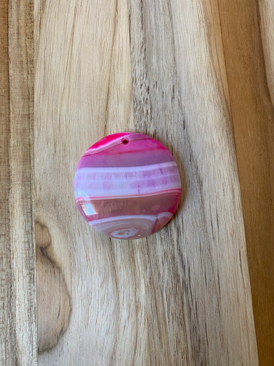 Round Striped Onyx Pendant Bead Pink/Purple